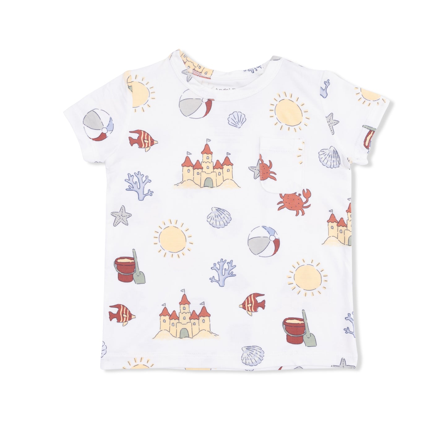 Sunny Sandcastles - Crew Neck Tee with Casual Short-Angel Dear