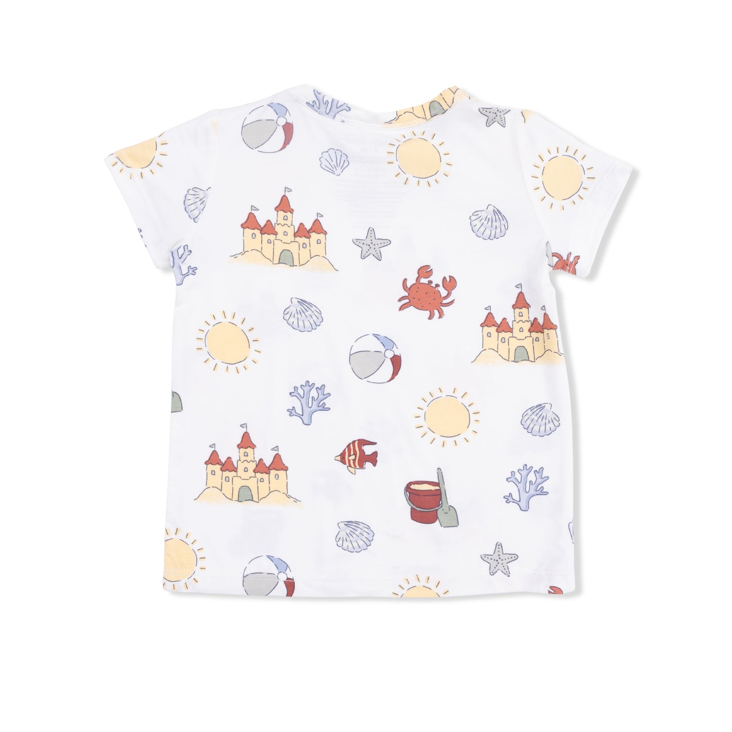 Sunny Sandcastles - Crew Neck Tee with Casual Short-Angel Dear