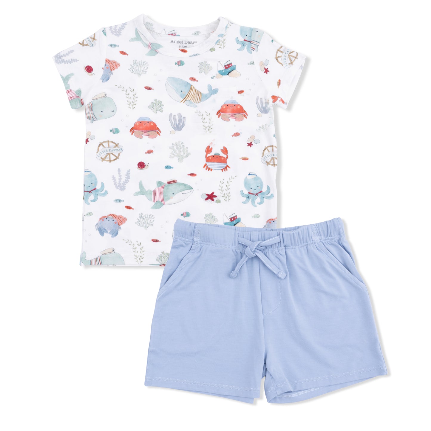Sailor Sea Creatures - Crew Neck Tee with Casual Short-Angel Dear