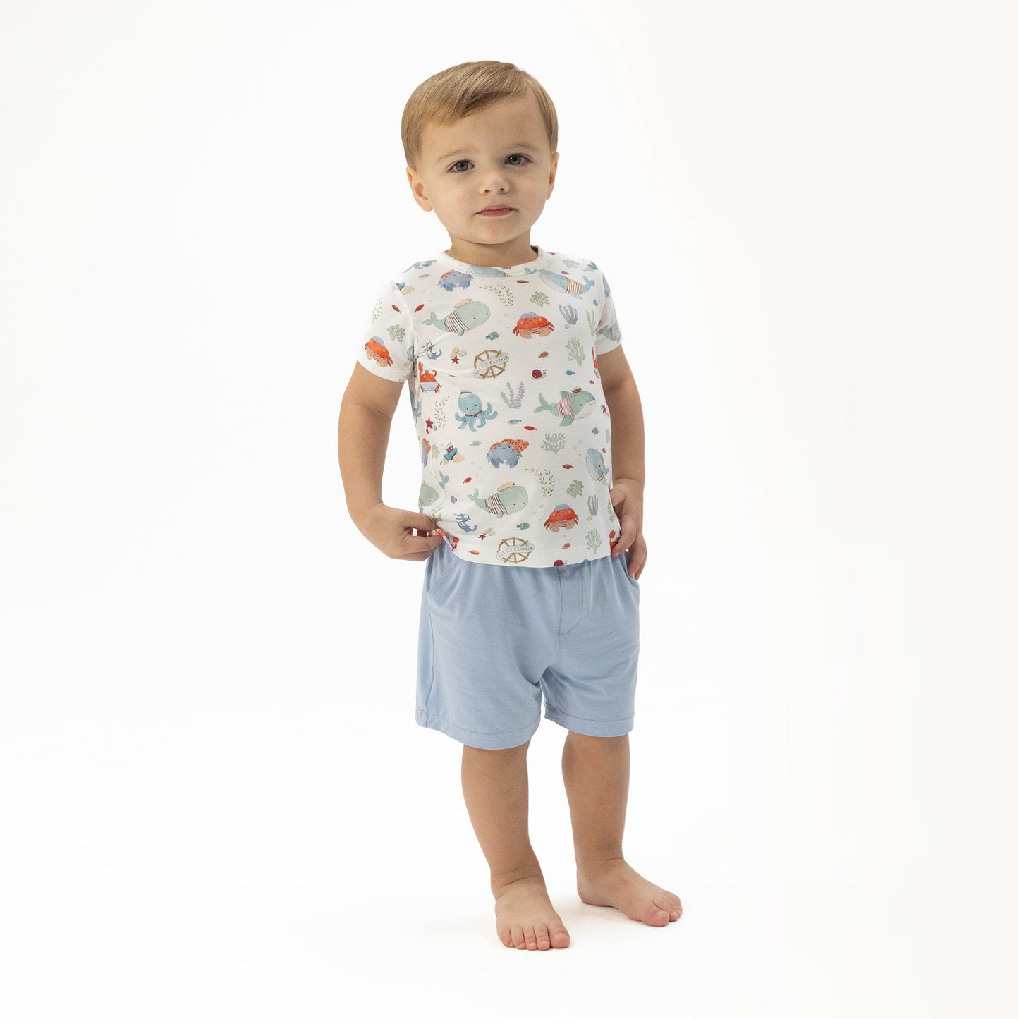 Sailor Sea Creatures - Crew Neck Tee with Casual Short-Angel Dear