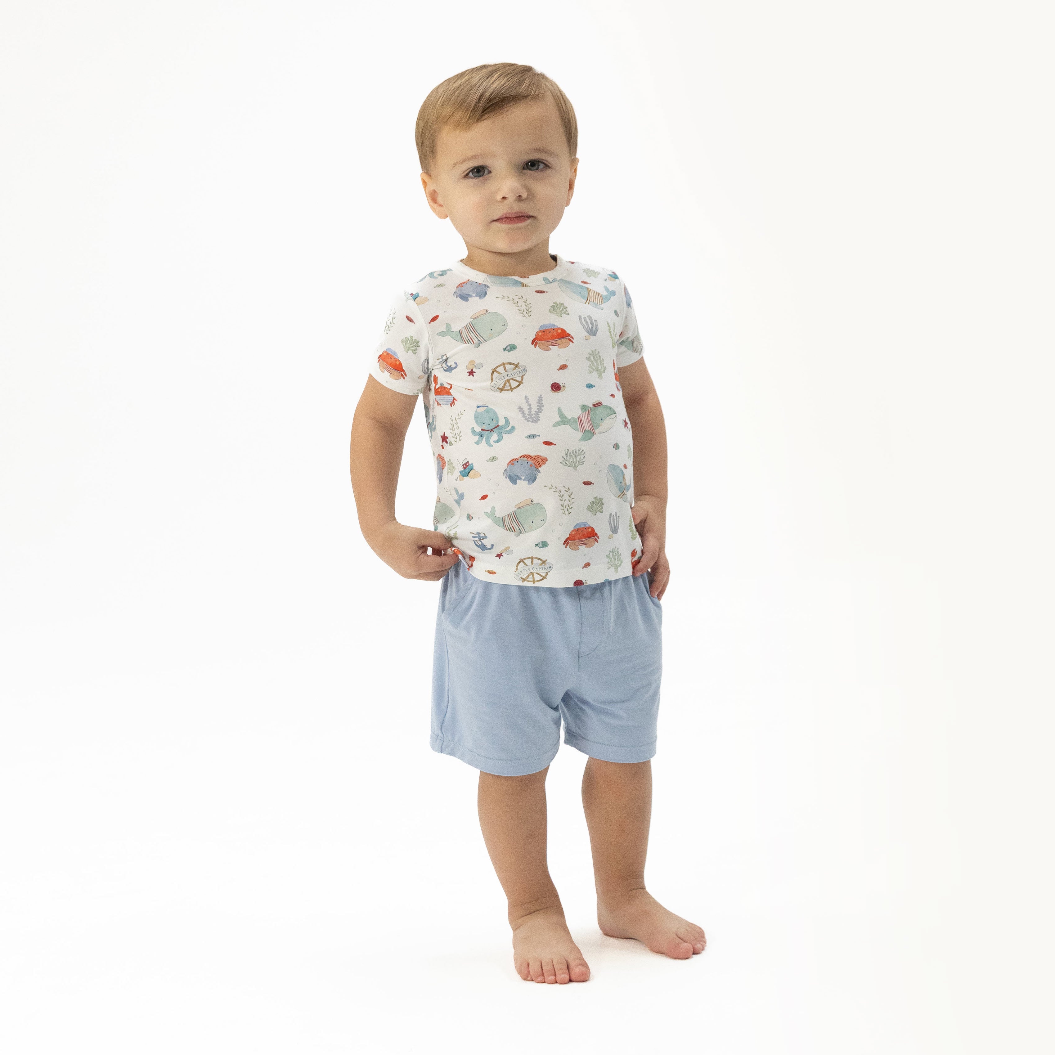 Sailor Sea Creatures - Crew Neck Tee with Casual Short-Angel Dear