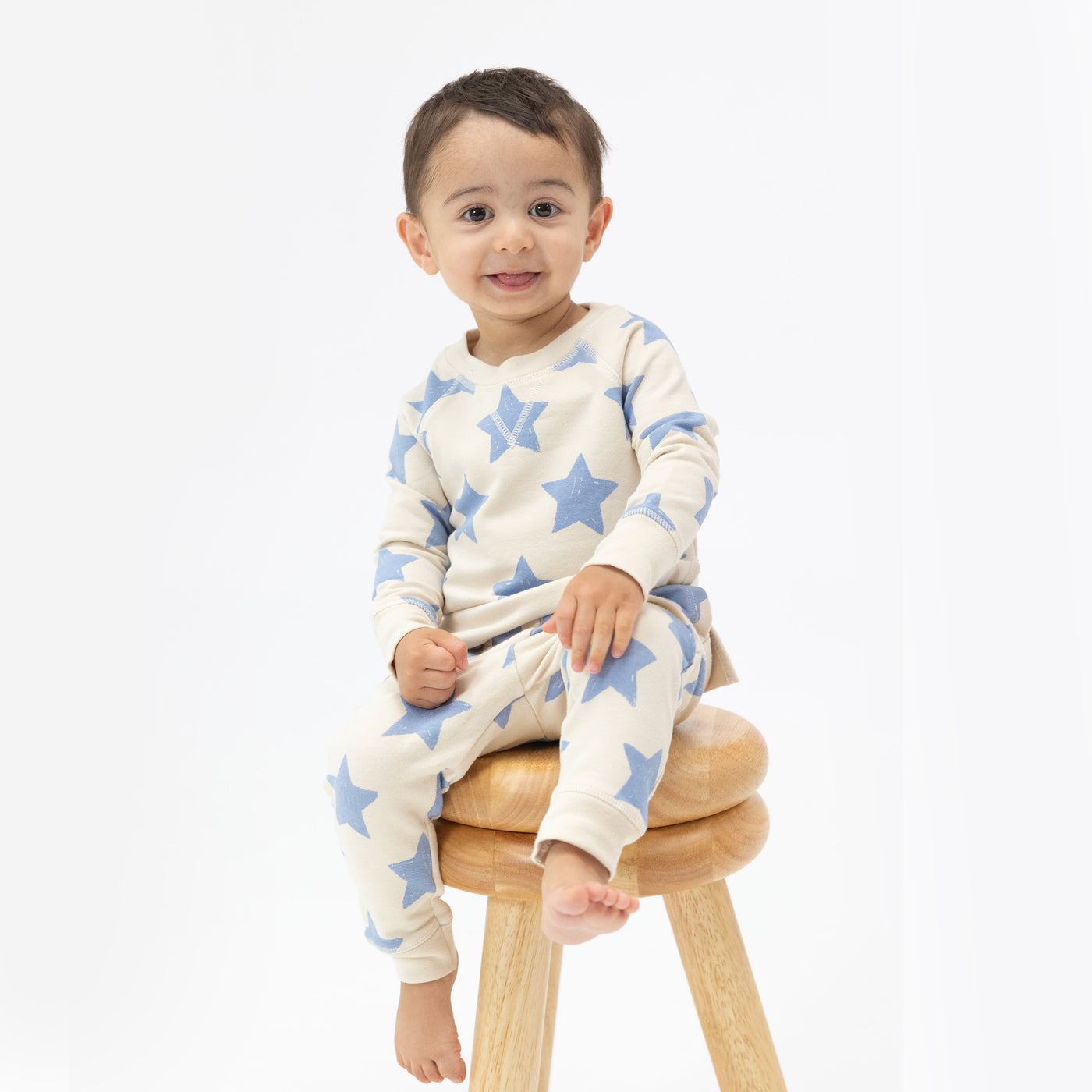 Raglan Sweatshirt And Jogger Set - Sketchy Stars Blue-Angel Dear