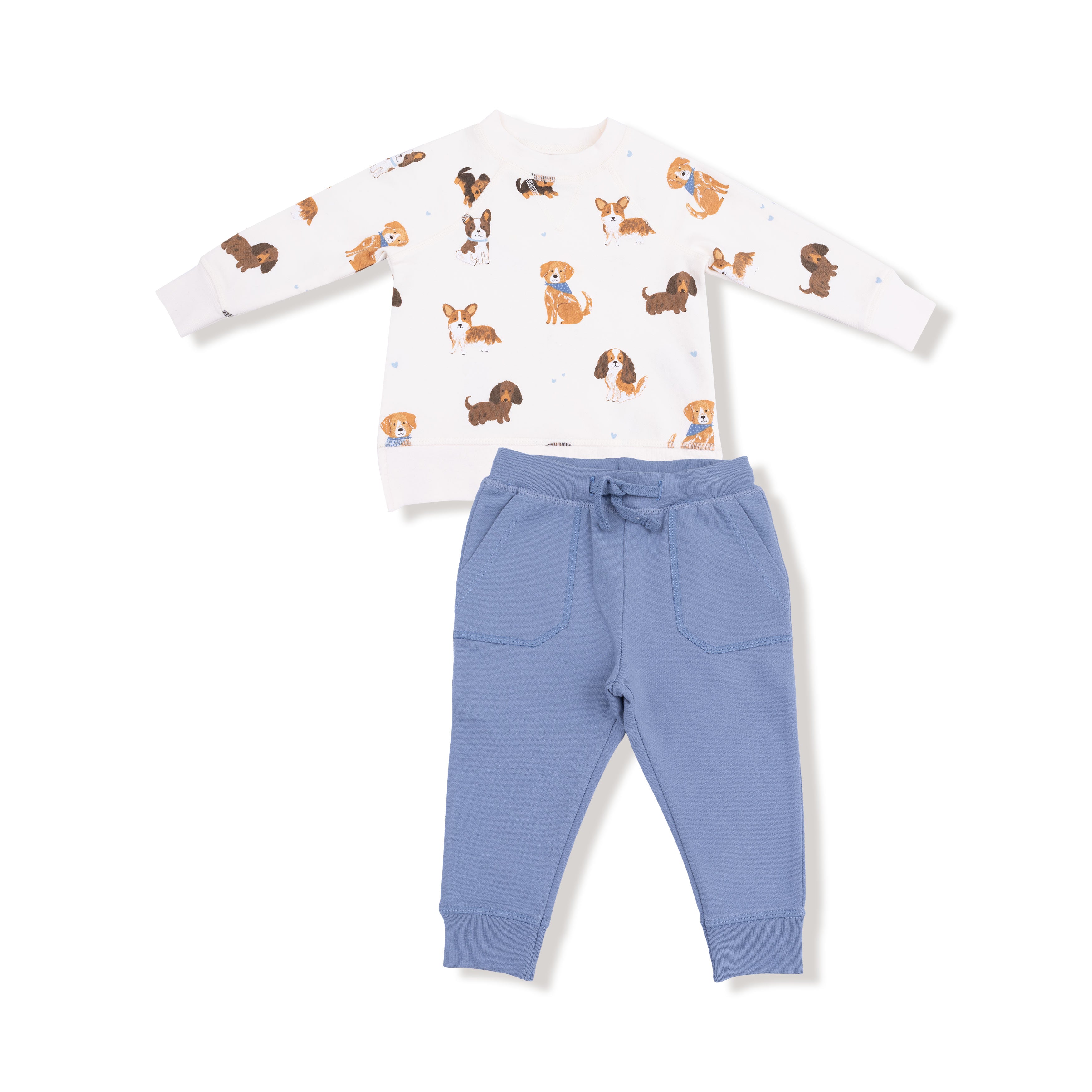 Raglan Sweatshirt + Jogger Set in our  Best Friend Dogs - Uni print from Angel Dear