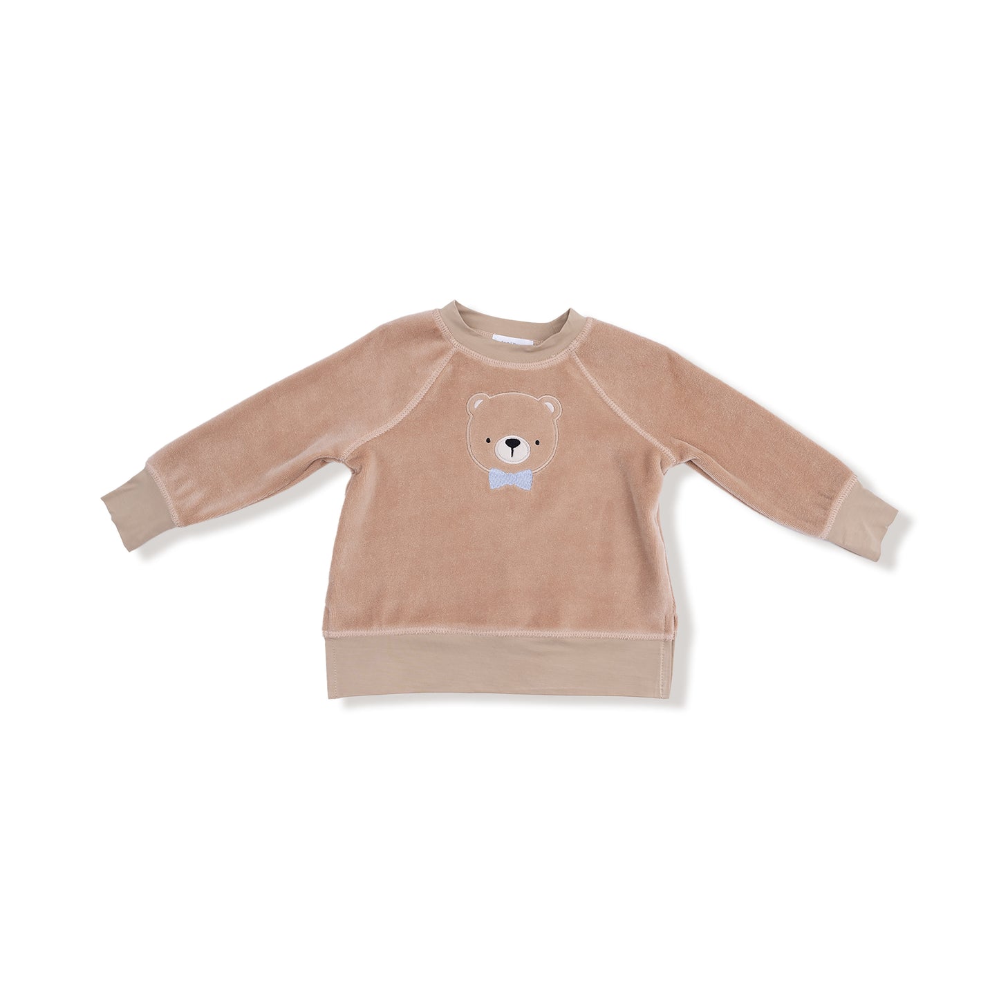 Raglan Sweatshirt + Jogger Set in our  Velour Teddy Bear print from Angel Dear