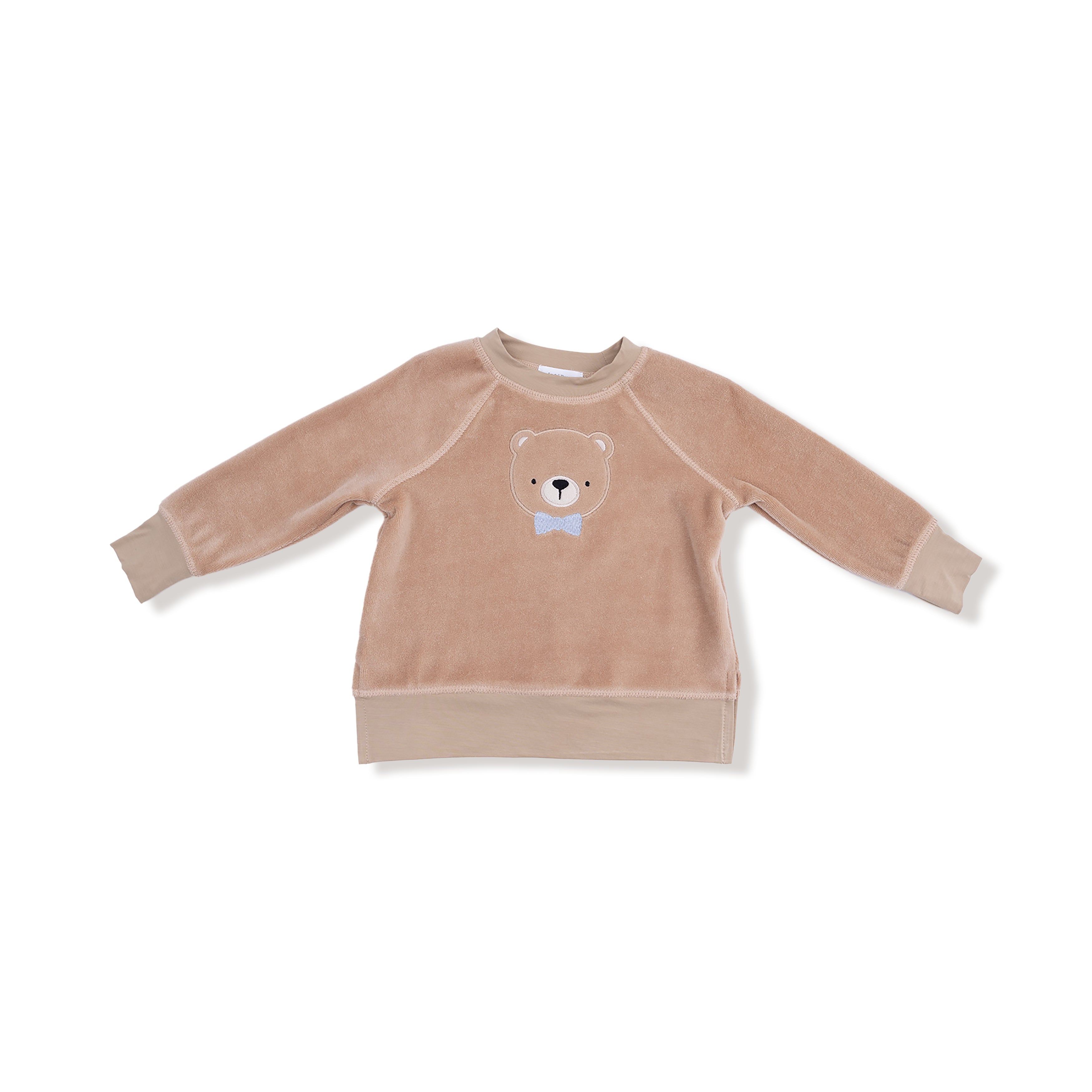 Raglan Sweatshirt + Jogger Set in our  Velour Teddy Bear print from Angel Dear