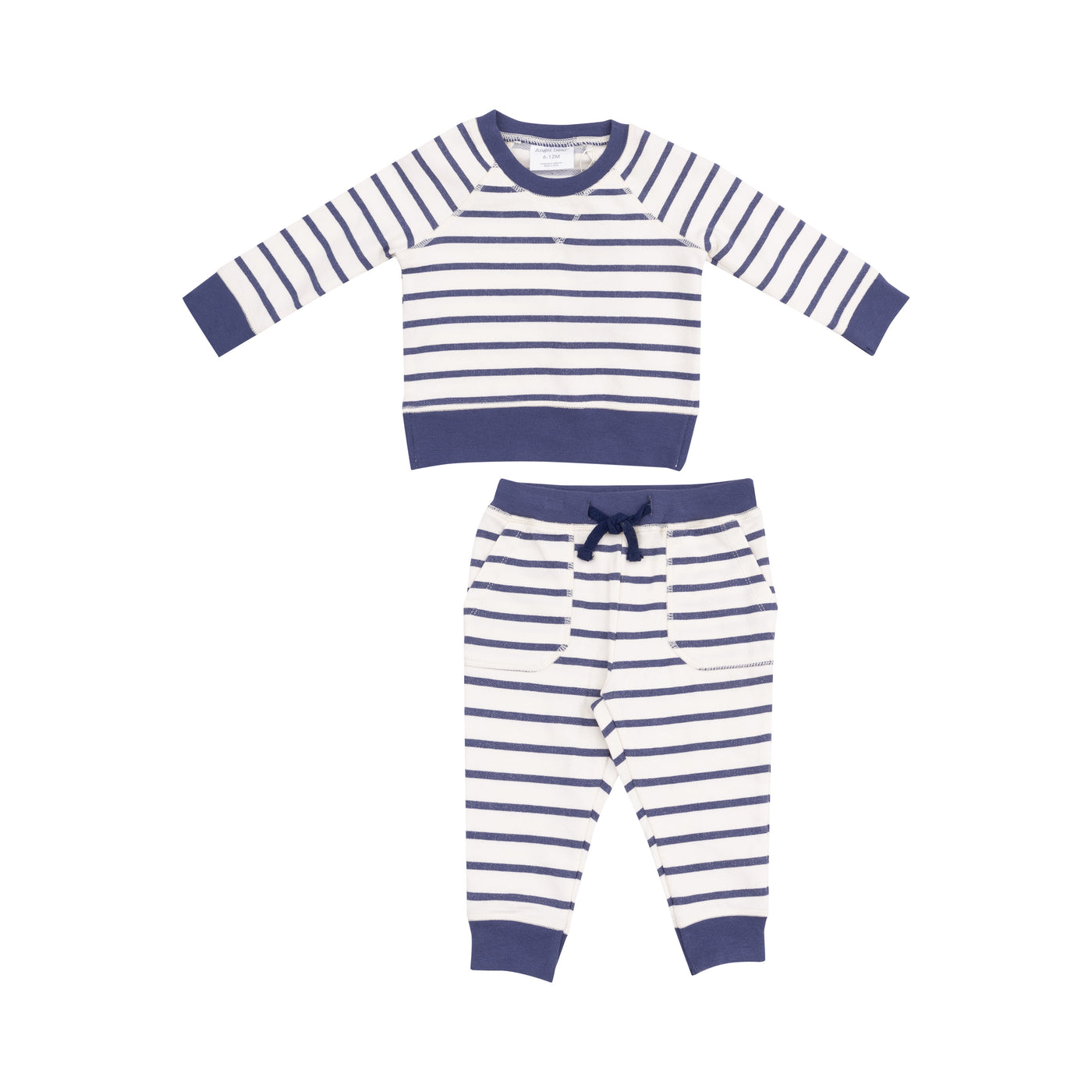 French Terry Raglan Sweatshirt and Jogger Set - Navy Stripe