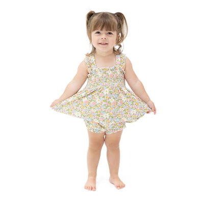 Ruffle Strap Smocked Top and Diaper Cover - Bubbly Baby Calico