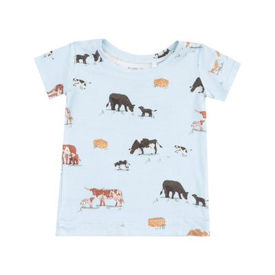 Loungewear Short Set - Cow Families Blue