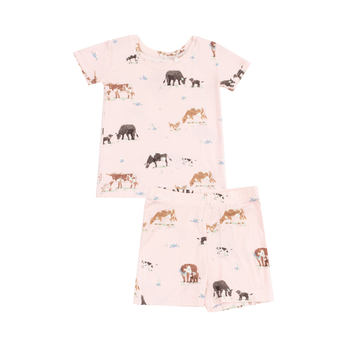 Loungewear Short Set - Cow Families Pink