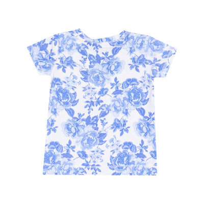 Loungewear Short Set - Roses In Blue