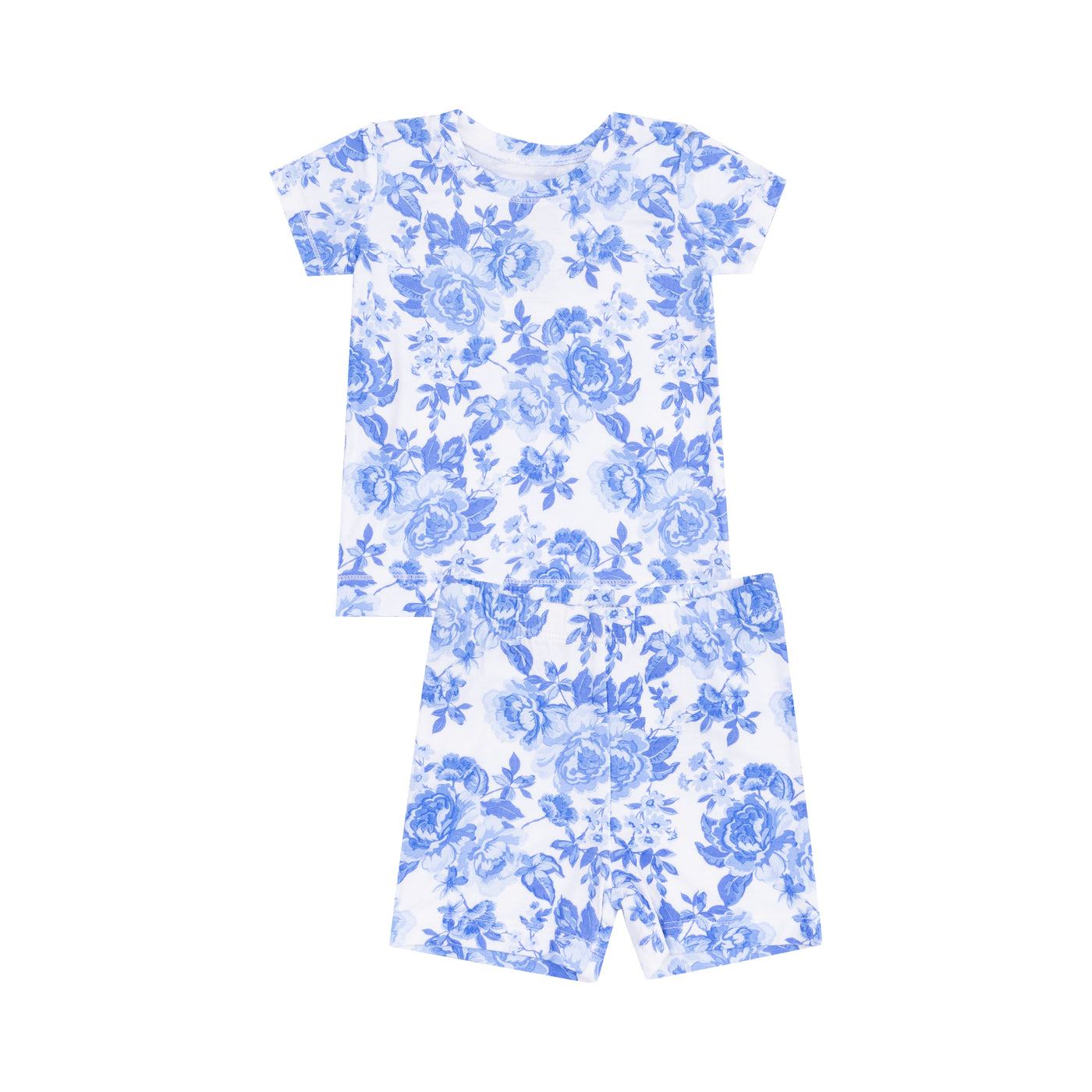 Loungewear Short Set - Roses In Blue