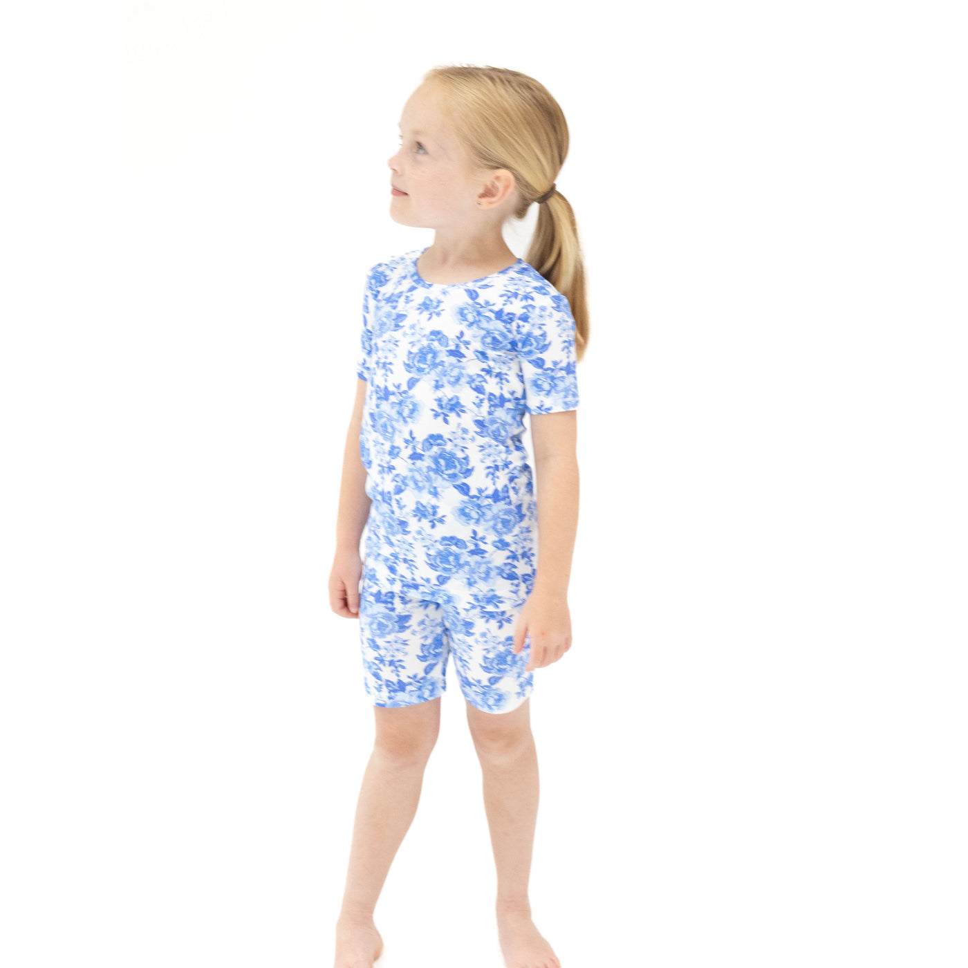 Loungewear Short Set - Roses In Blue