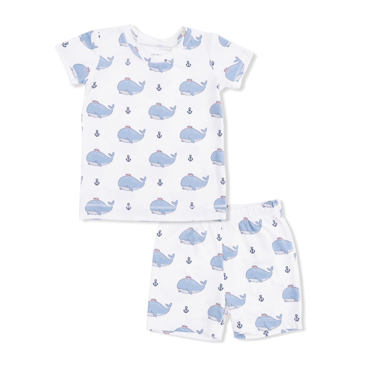 Bubbly Sailor Whales Blue - Loungewear Short Set-Angel Dear