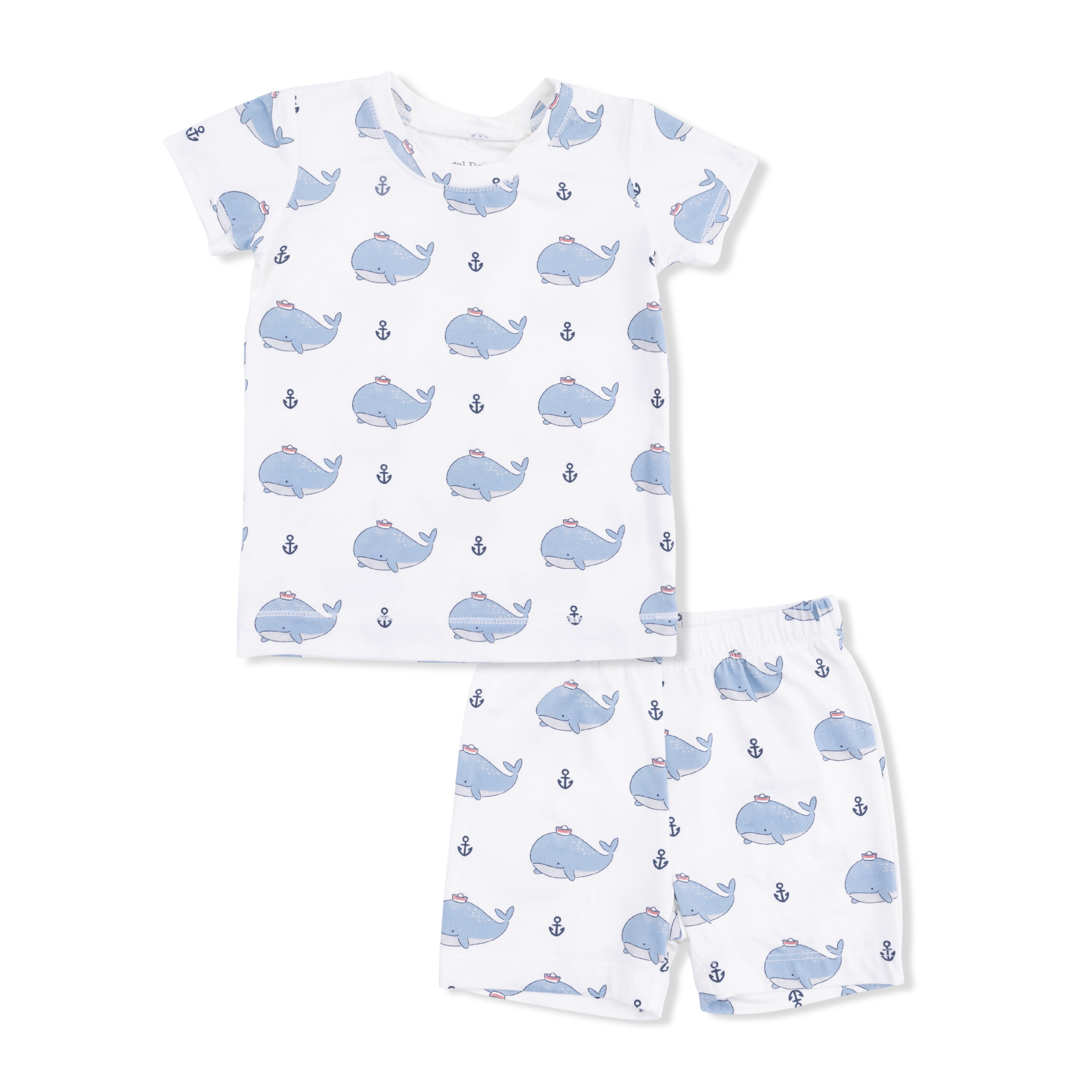 Bubbly Sailor Whales Blue - Loungewear Short Set-Angel Dear