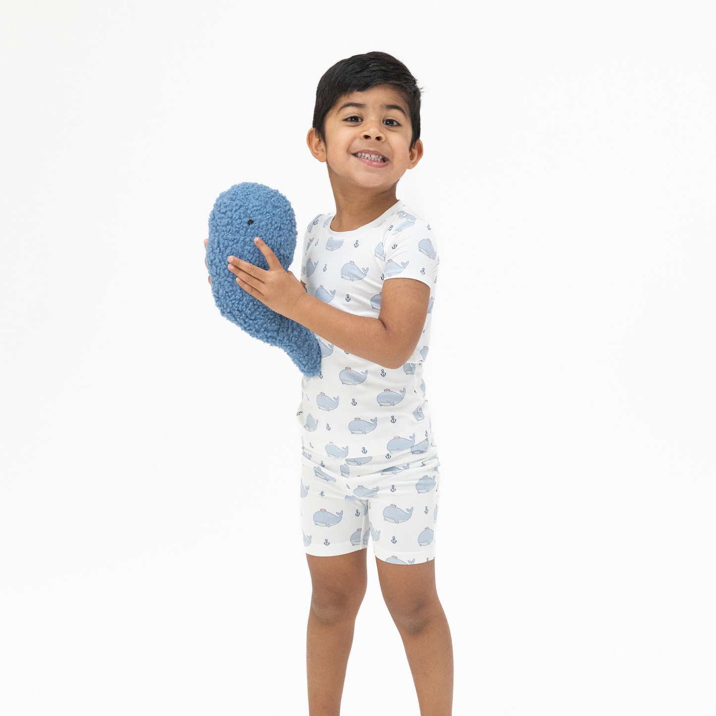 Bubbly Sailor Whales Blue - Loungewear Short Set-Angel Dear