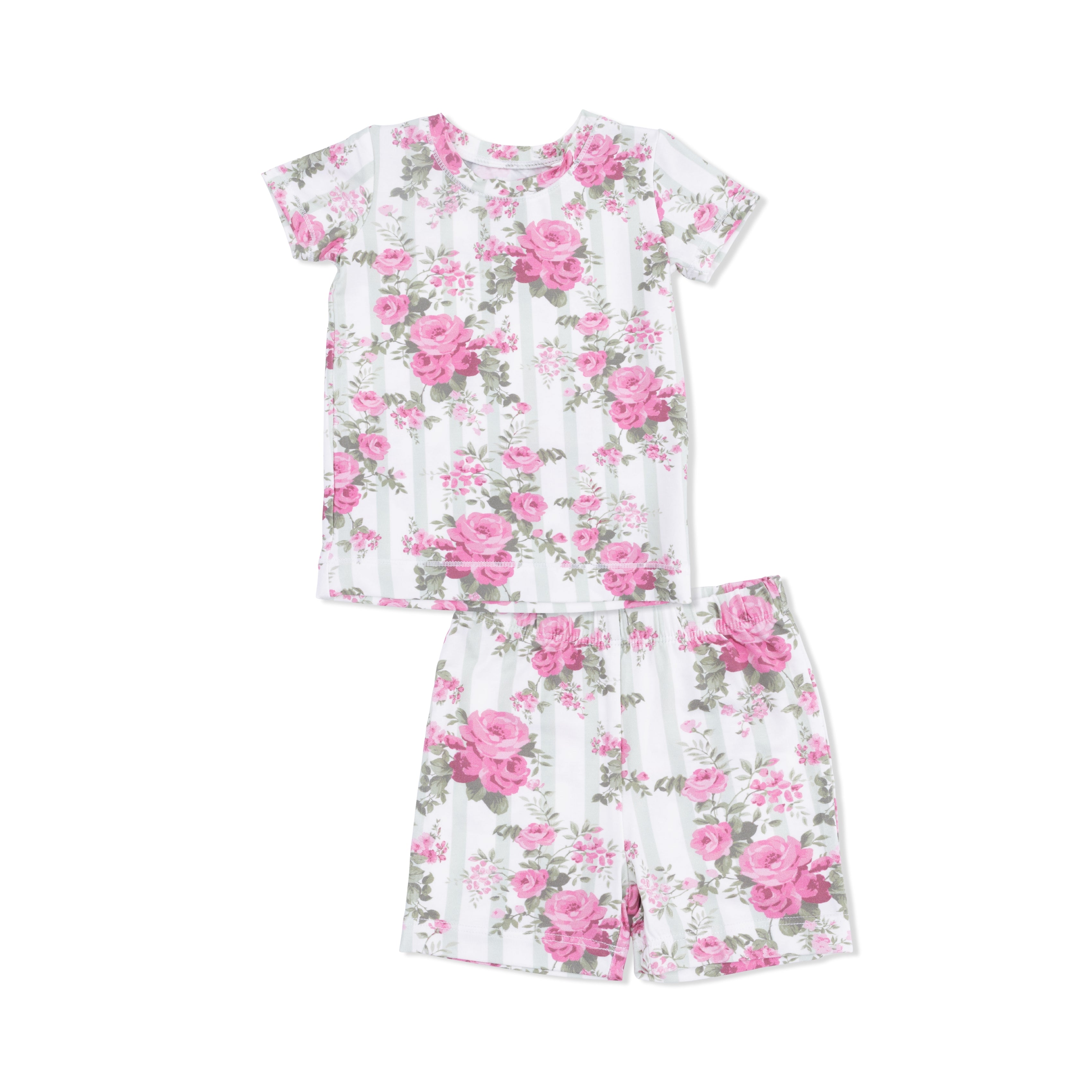 Cabbage Rose Stripe - Loungewear Short Set-Angel Dear