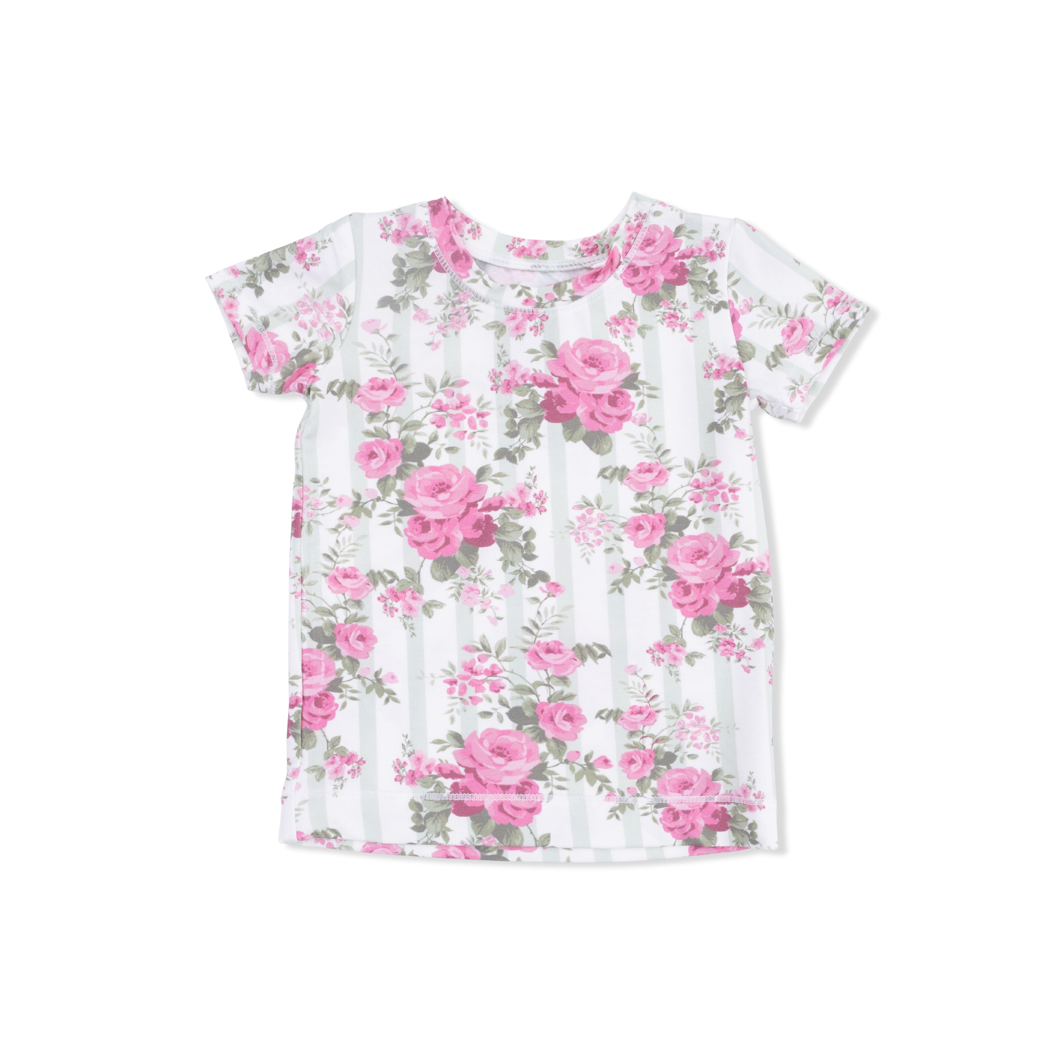 Cabbage Rose Stripe - Loungewear Short Set-Angel Dear