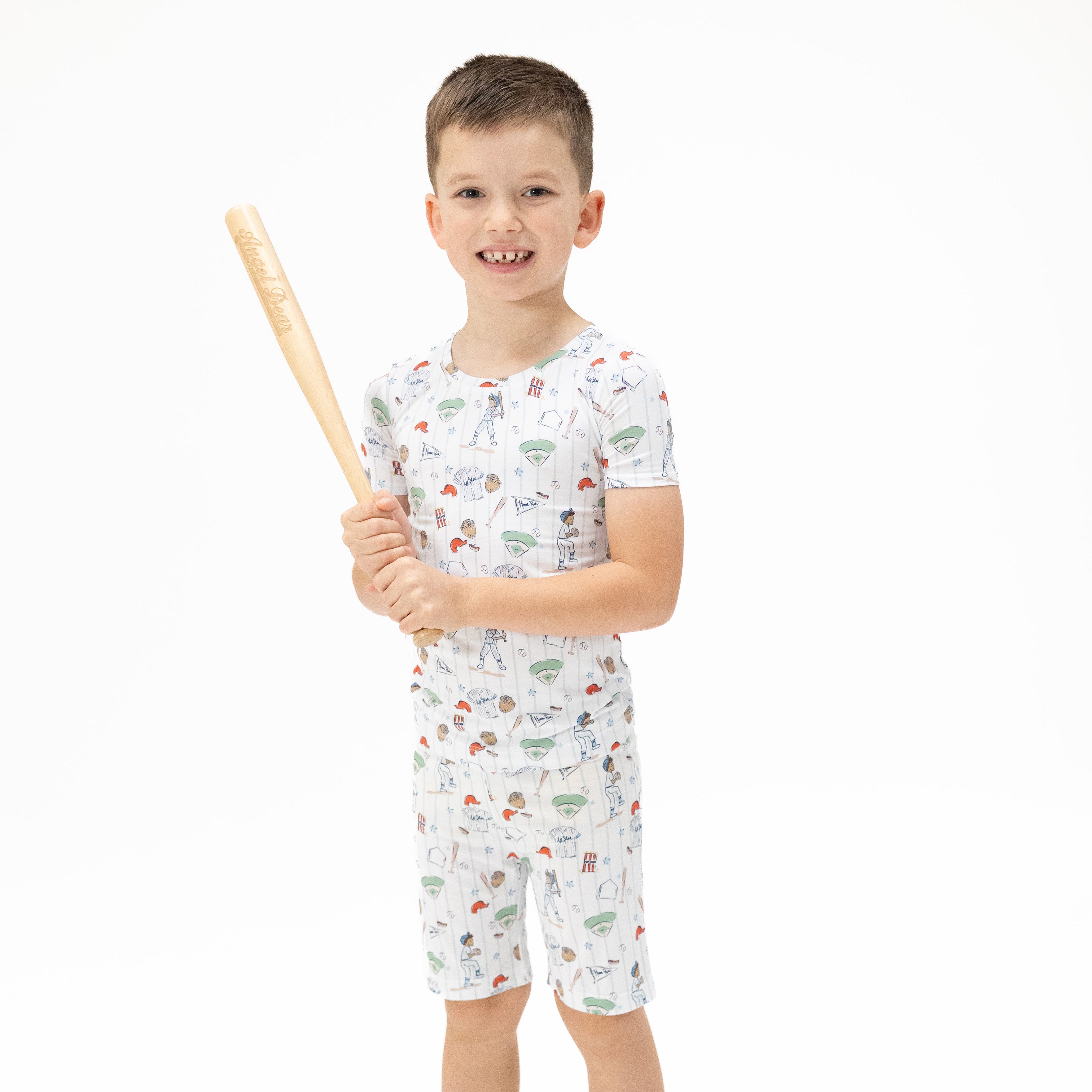 Home Run Baseball - Loungewear Short Set-Angel Dear