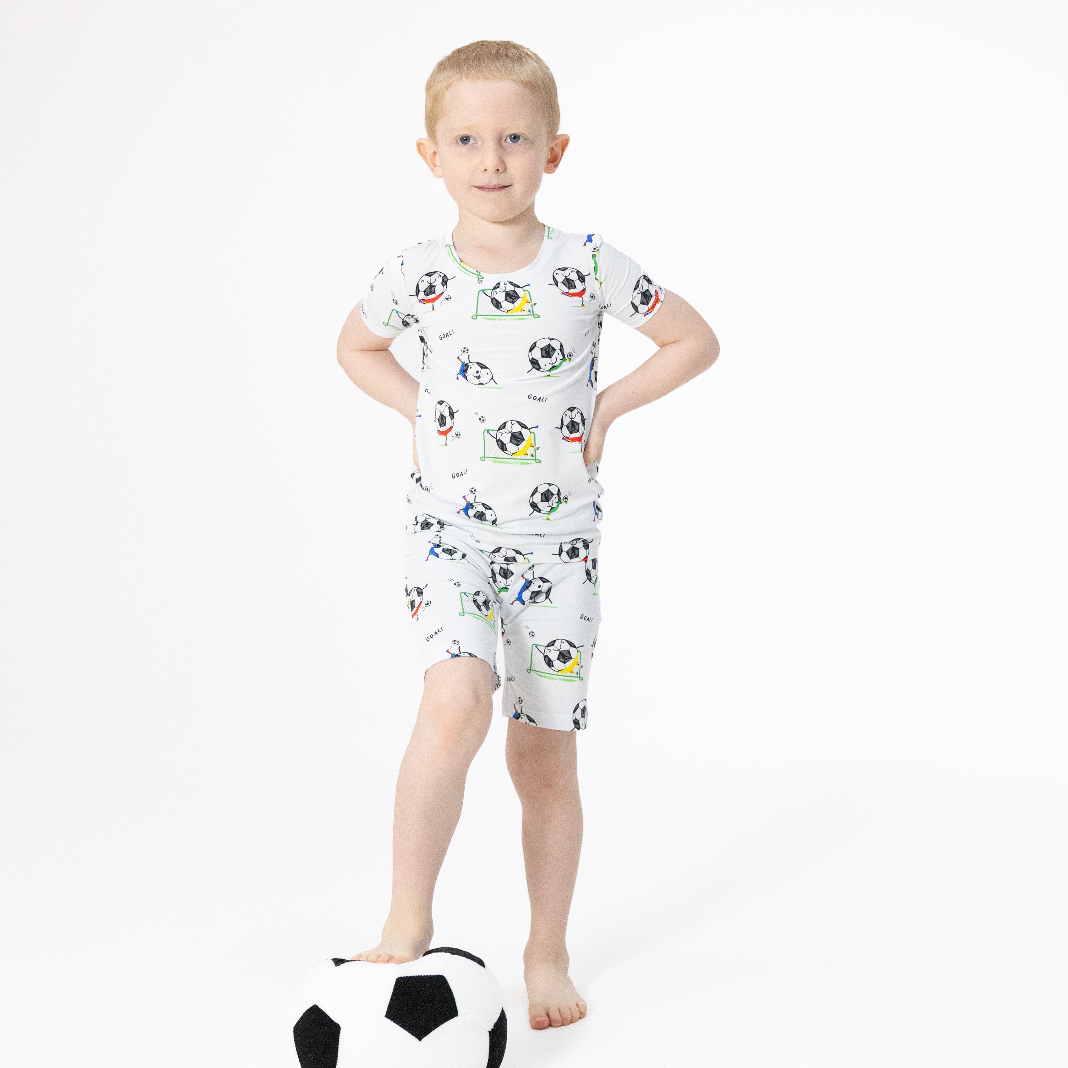 Soccer Balls Playing Soccer  Blue - Loungewear Short Set-Angel Dear
