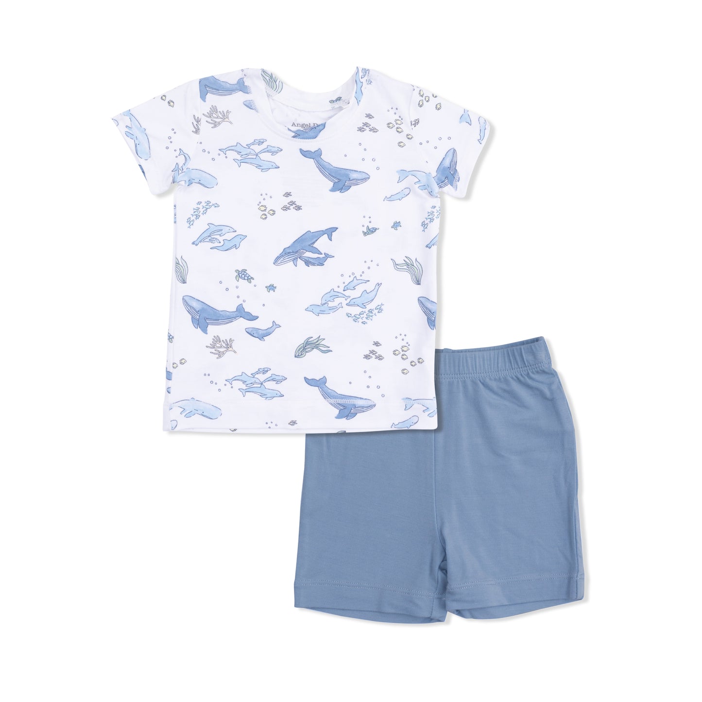 Watercolor Blue Whales - Loungewear Short Set-Angel Dear