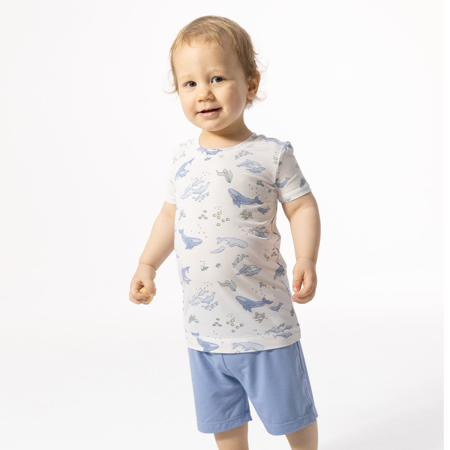 Watercolor Blue Whales - Loungewear Short Set-Angel Dear