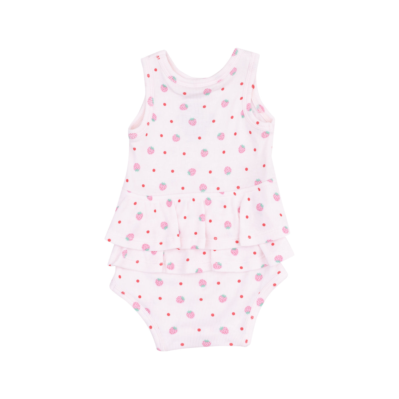 Ruffle Tank Bubble - Strawberry Swiss Dot