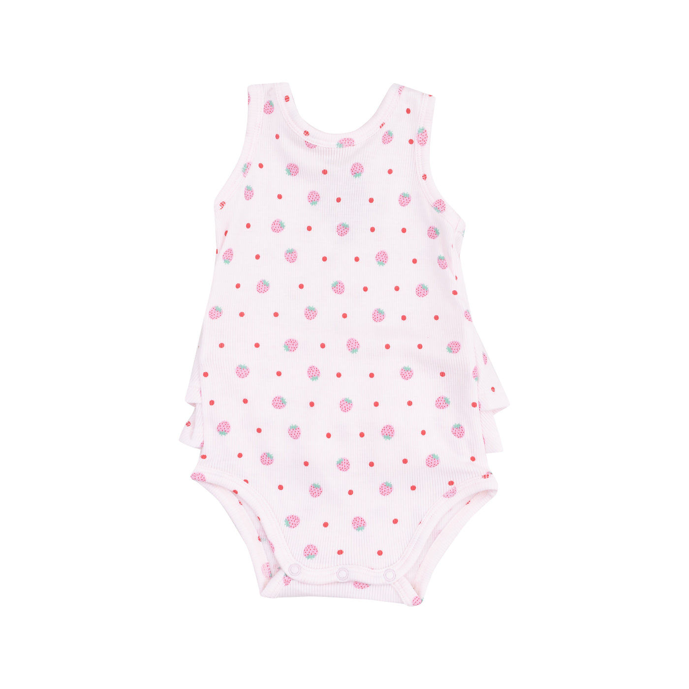 Ruffle Tank Bubble - Strawberry Swiss Dot