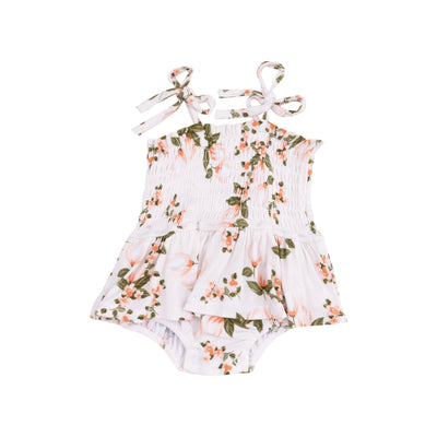 Smocked Bubble with Skirt - Floating Magnolia