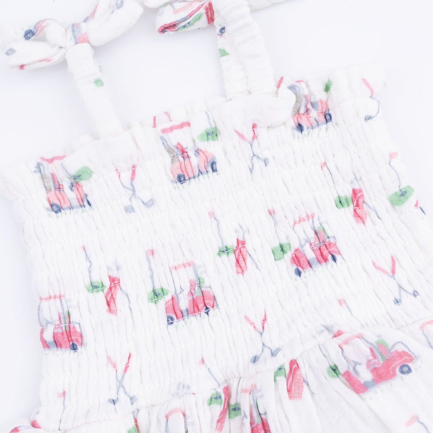 Baby Golf Carts Pink - Smocked Bubble with Skirt-Angel Dear