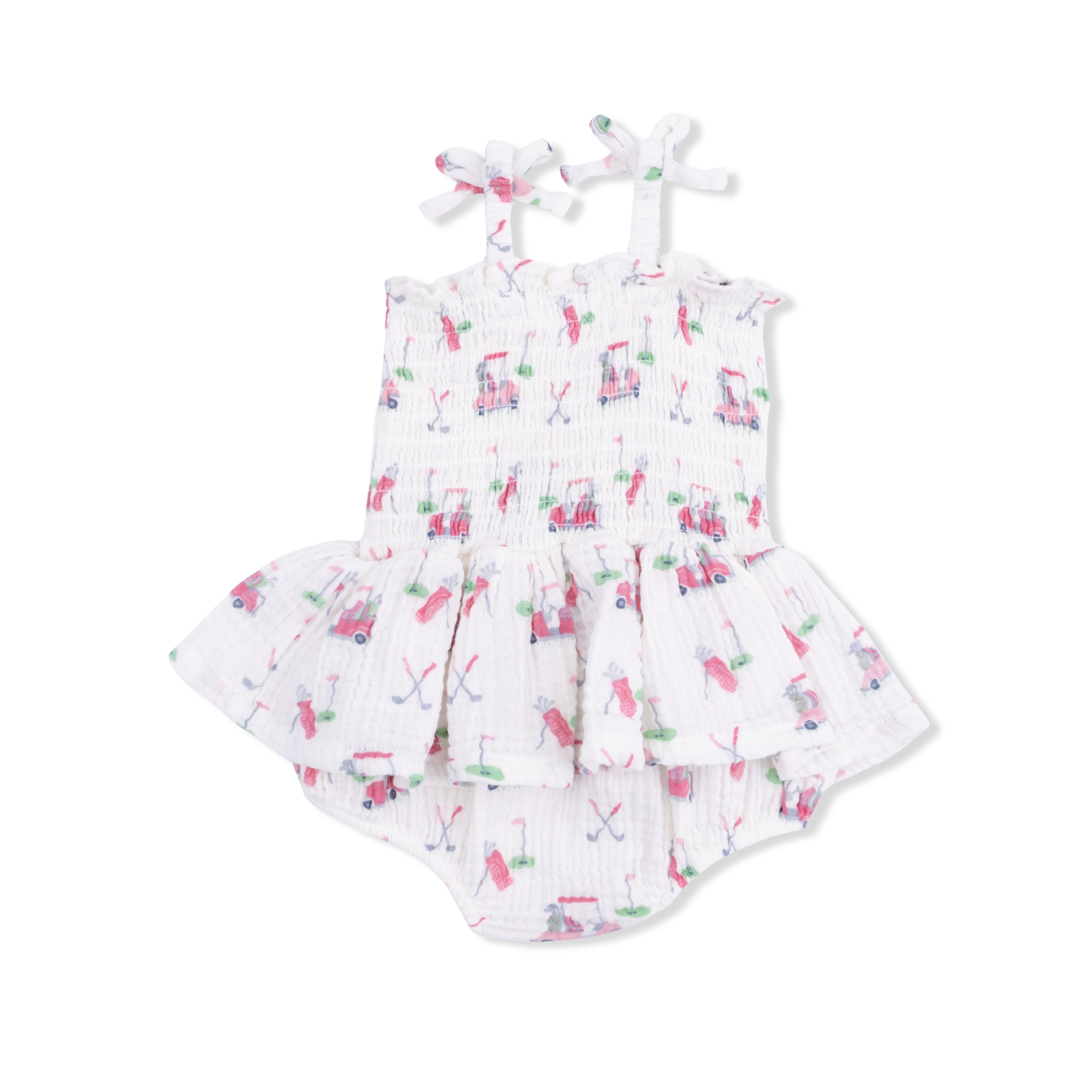 Baby Golf Carts Pink - Smocked Bubble with Skirt