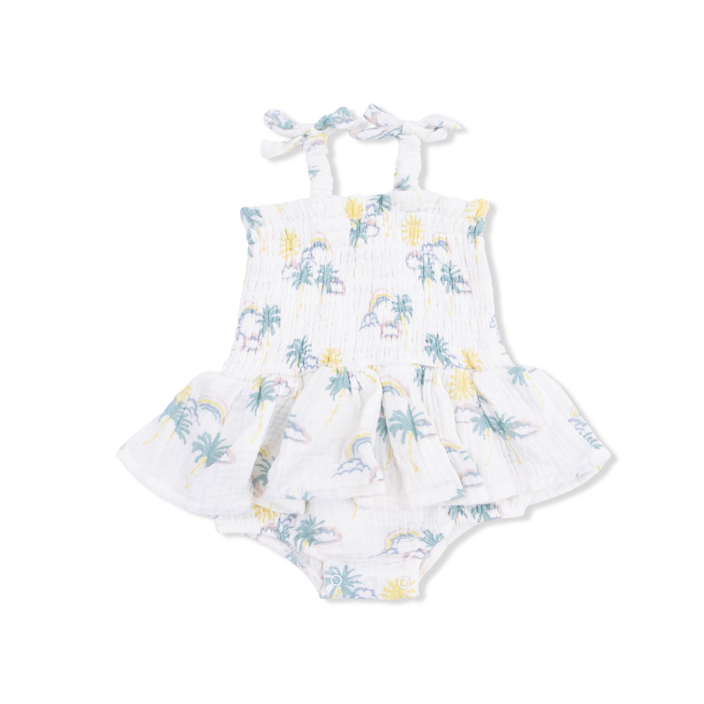 Palm Trees and Rainbows - Smocked Bubble with Skirt-Angel Dear