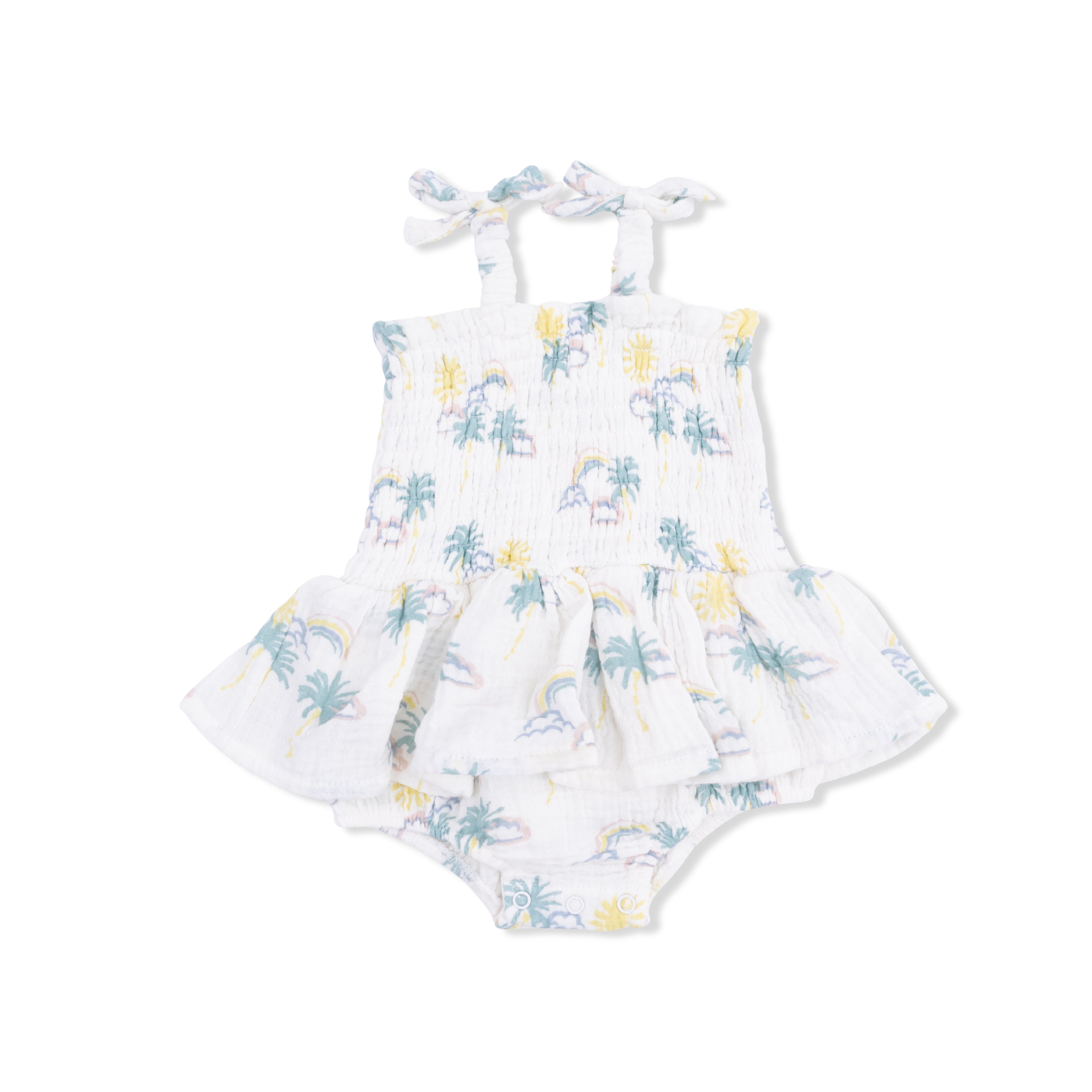Palm Trees and Rainbows - Smocked Bubble with Skirt-Angel Dear