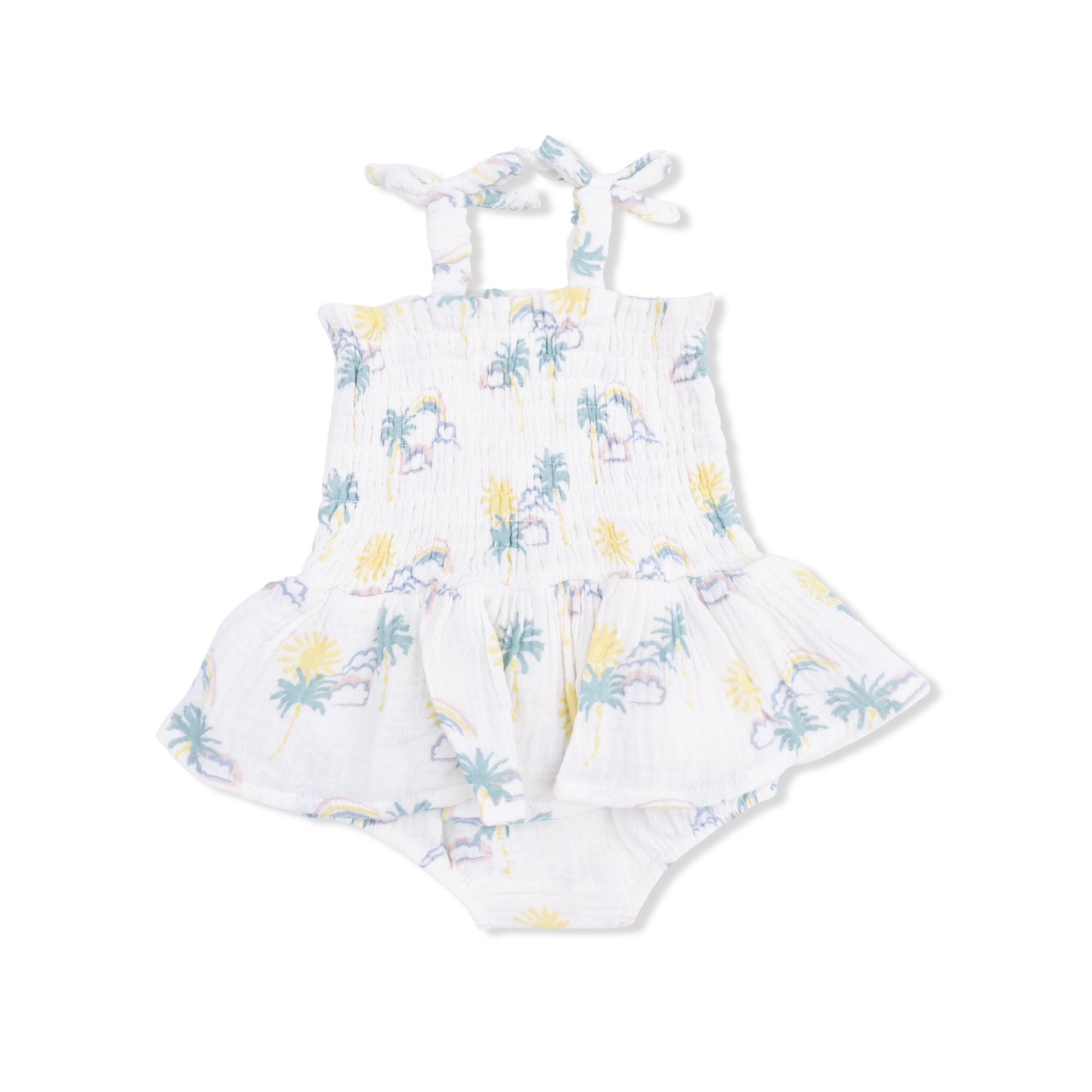 Palm Trees and Rainbows - Smocked Bubble with Skirt-Angel Dear