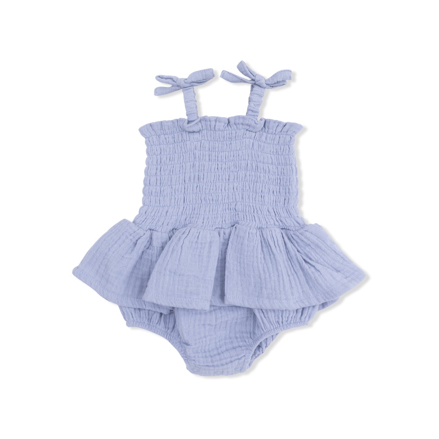 Solid Muslin Blue Blizzard - Smocked Bubble with Skirt-Angel Dear