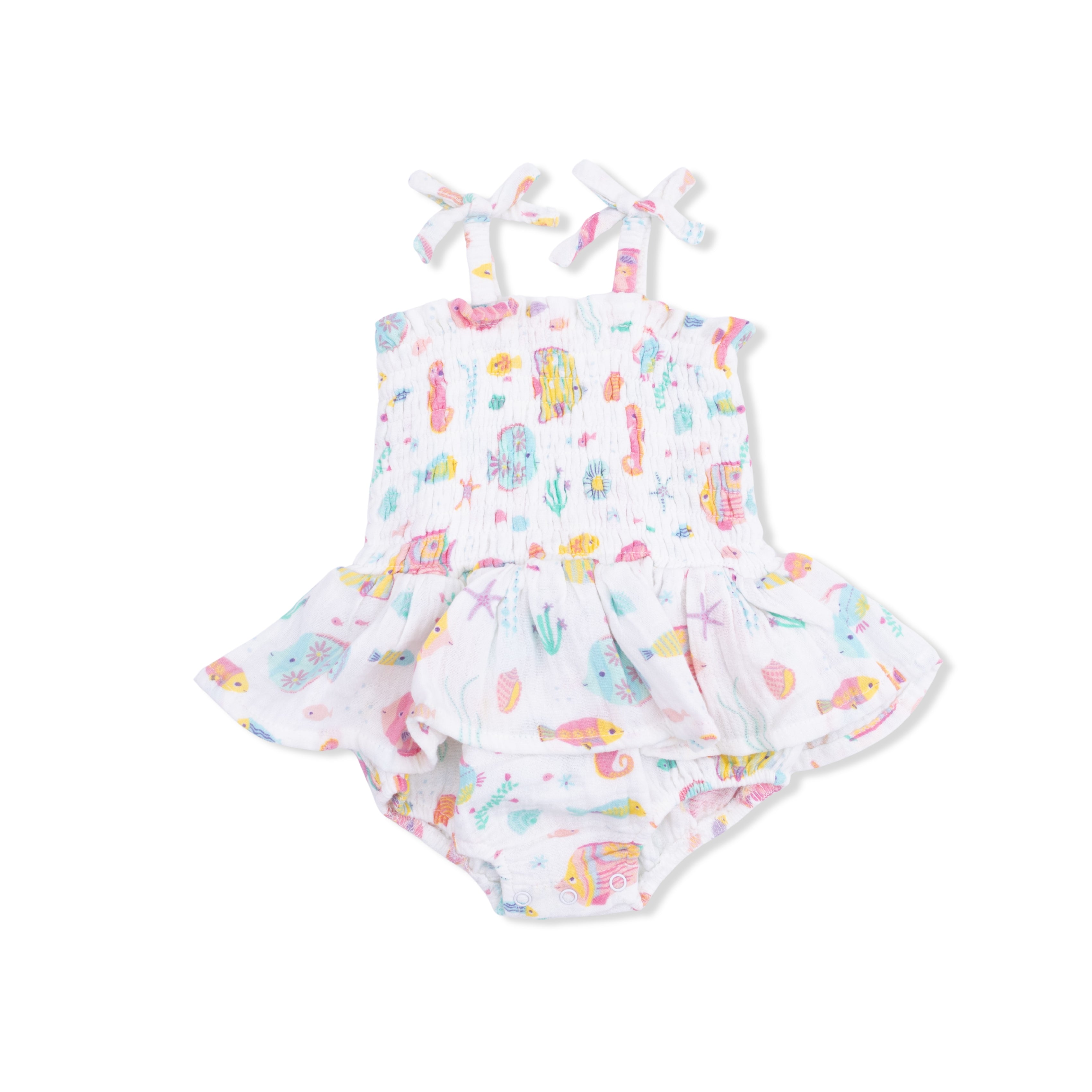 Sunny Coral Reef Fish - Smocked Bubble with Skirt-Angel Dear