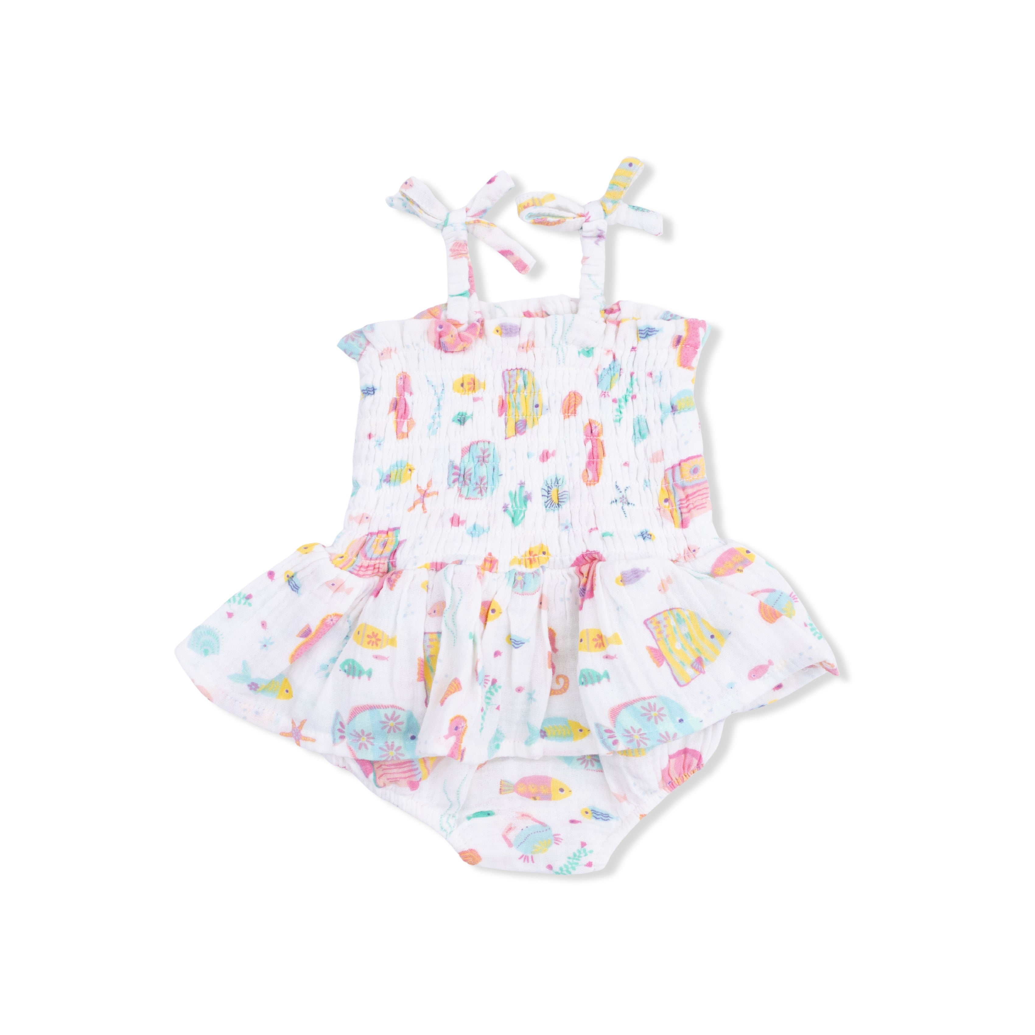 Sunny Coral Reef Fish - Smocked Bubble with Skirt-Angel Dear