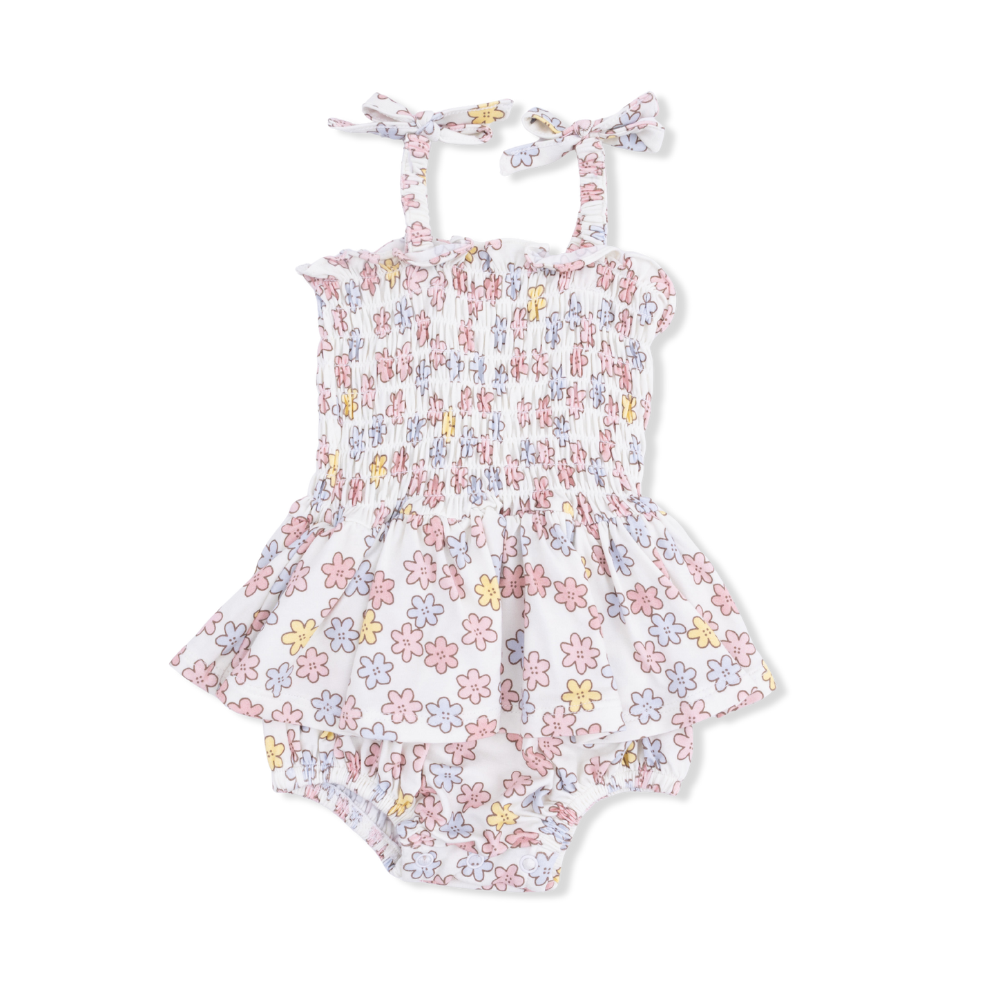Sarah Floral - Smocked Bubble with Skirt-Angel Dear