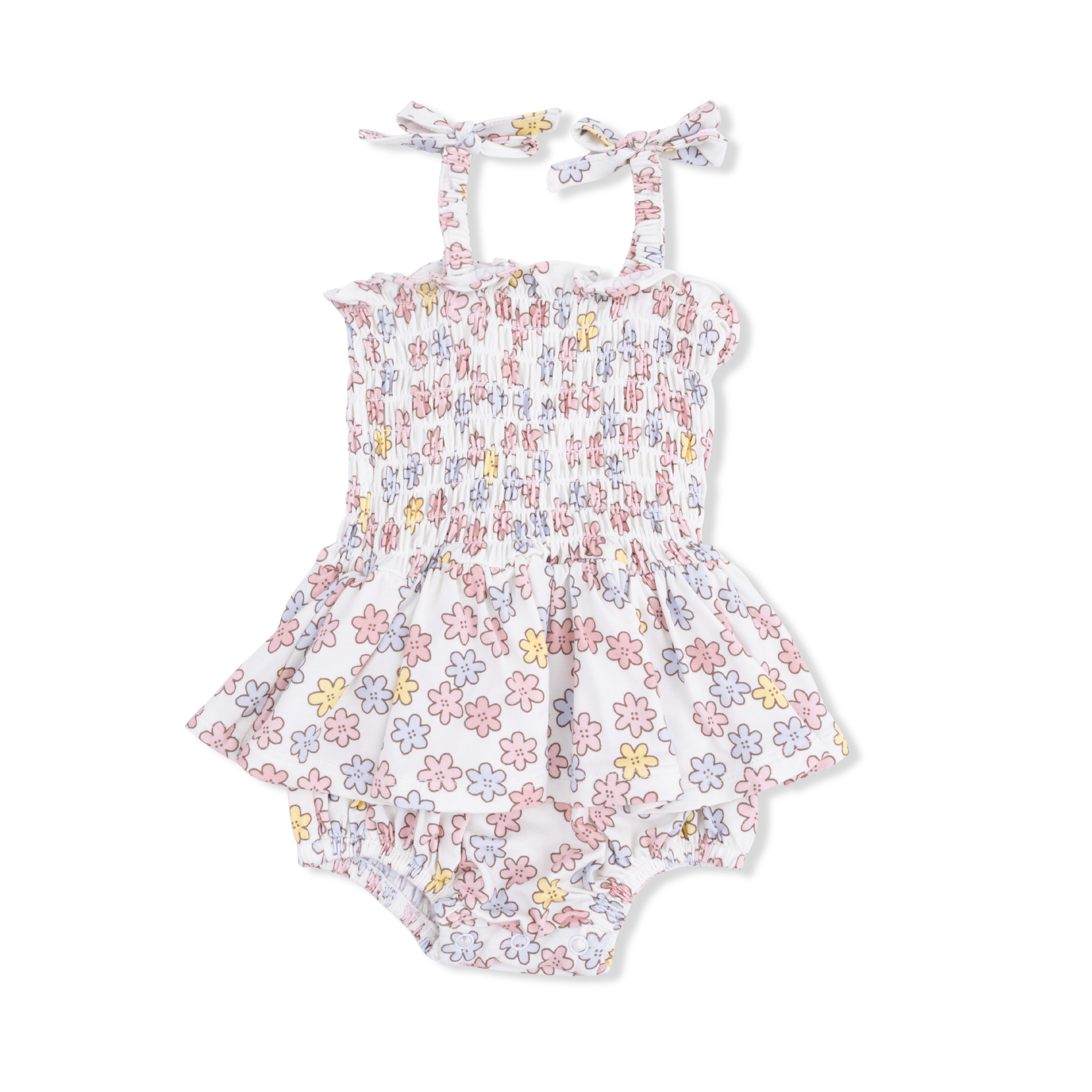 Sarah Floral - Smocked Bubble with Skirt-Angel Dear