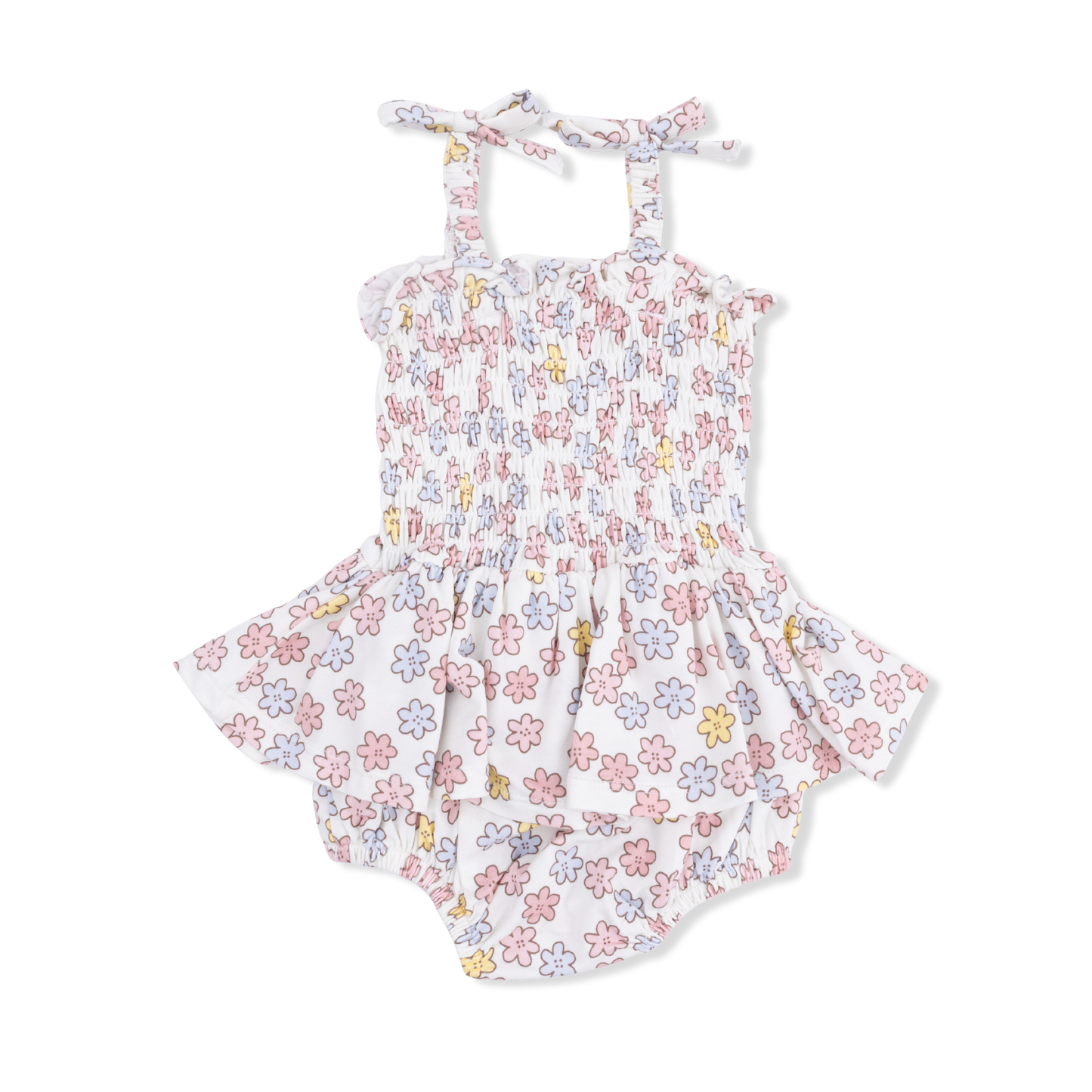 Sarah Floral - Smocked Bubble with Skirt-Angel Dear