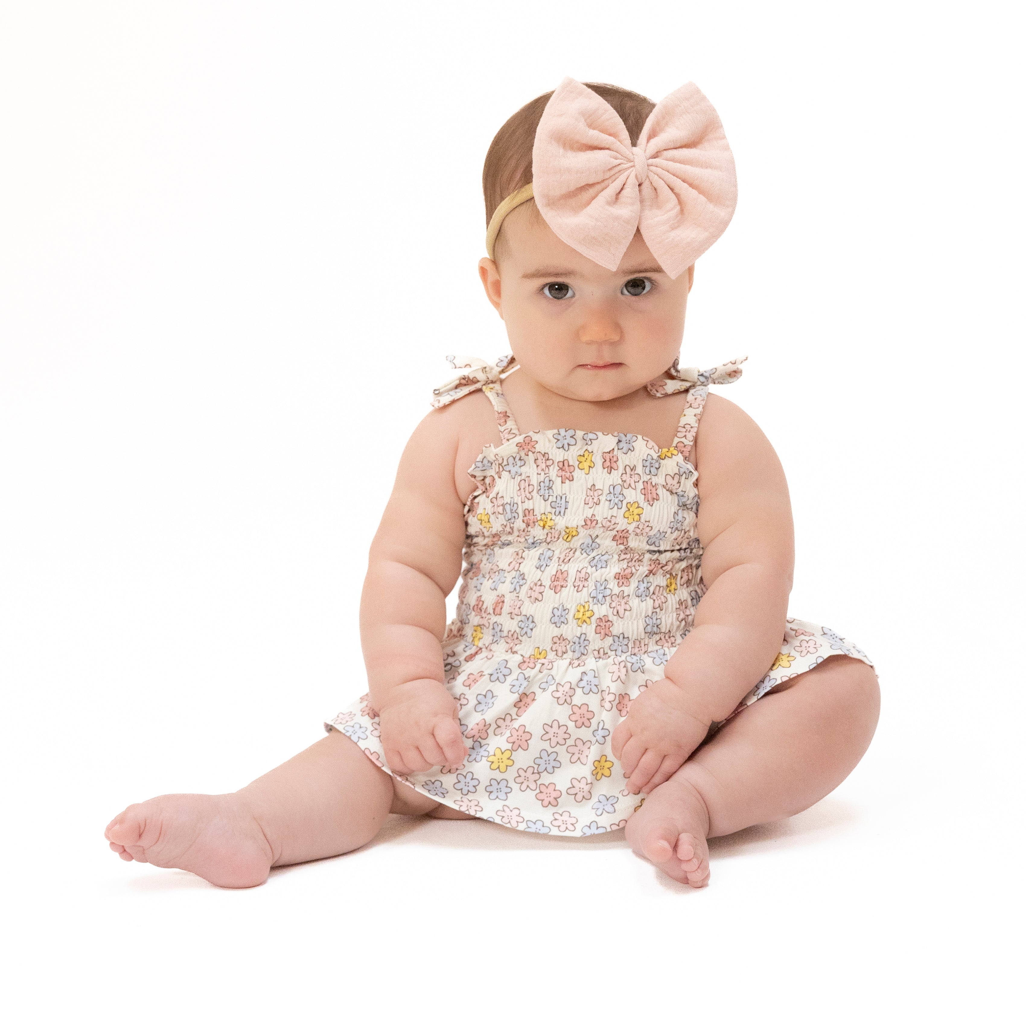 Sarah Floral - Smocked Bubble with Skirt-Angel Dear