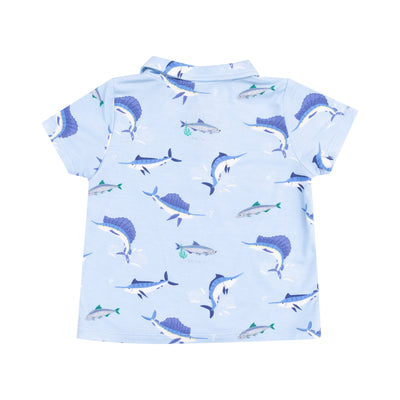 Polo Short Sleeve Shirt & Casual Short - Deep Sea Fishing Blue