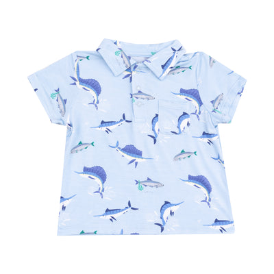 Polo Short Sleeve Shirt & Casual Short - Deep Sea Fishing Blue