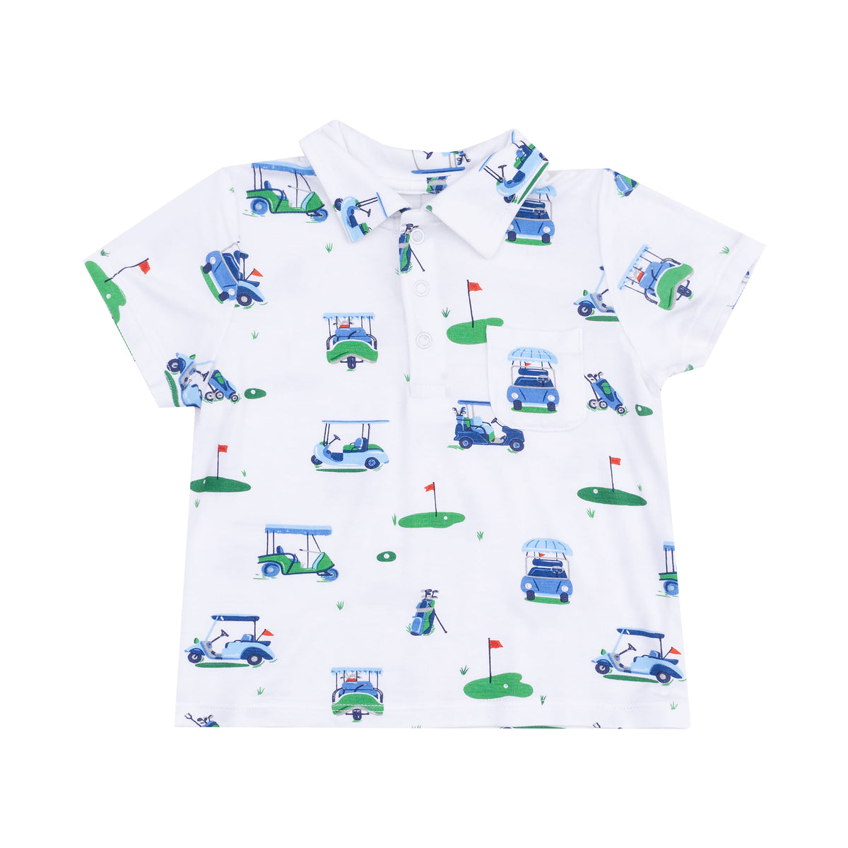 Polo Shirt & Short Set - Vintage Golf Carts Blue-Angel Dear
