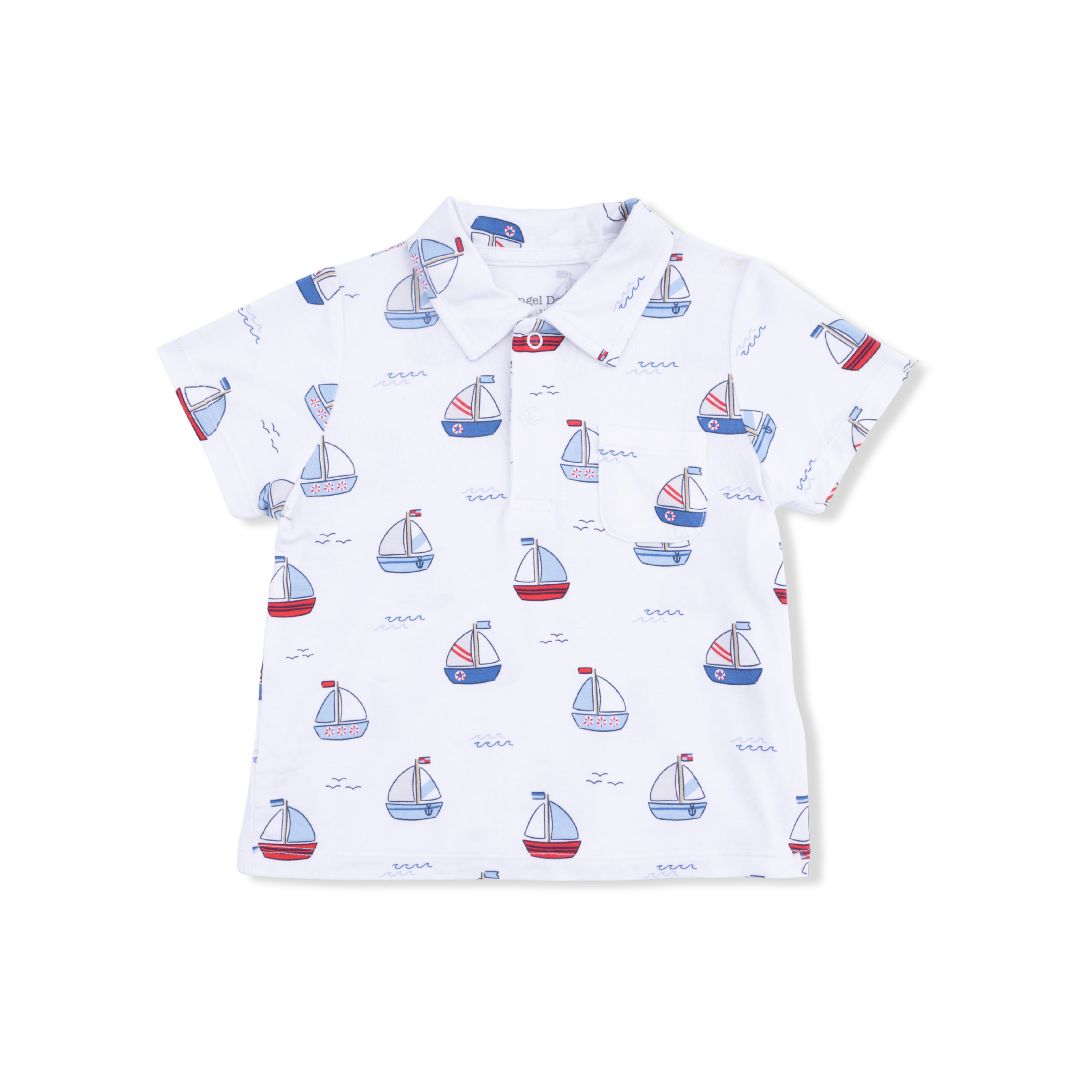 Bubbly Sailboats Blue - Polo with Casual Short-Angel Dear