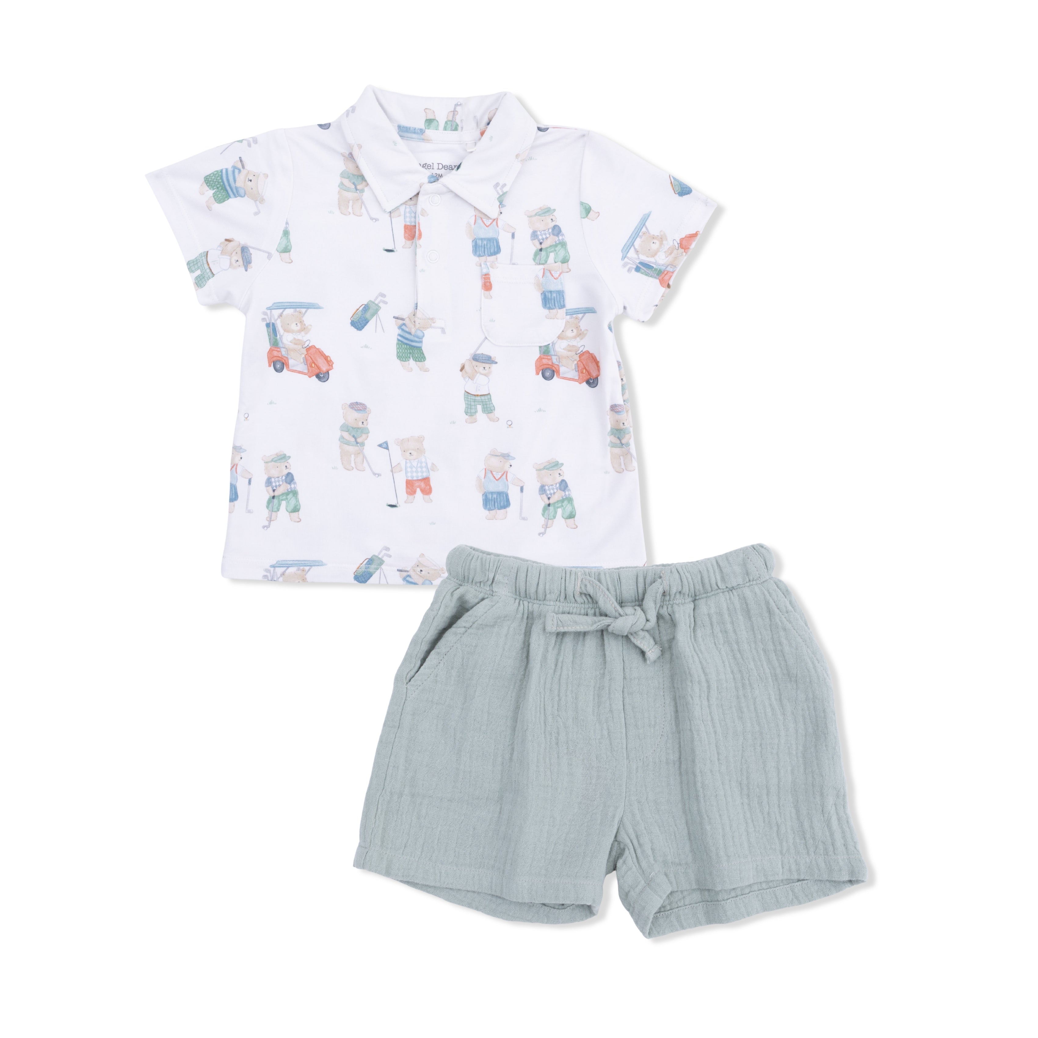 Golfing Teddy Bears - Polo with Casual Short-Angel Dear