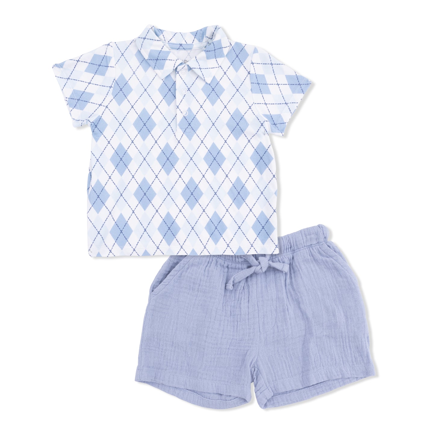 Blue Argyle - Polo with Casual Short-Angel Dear