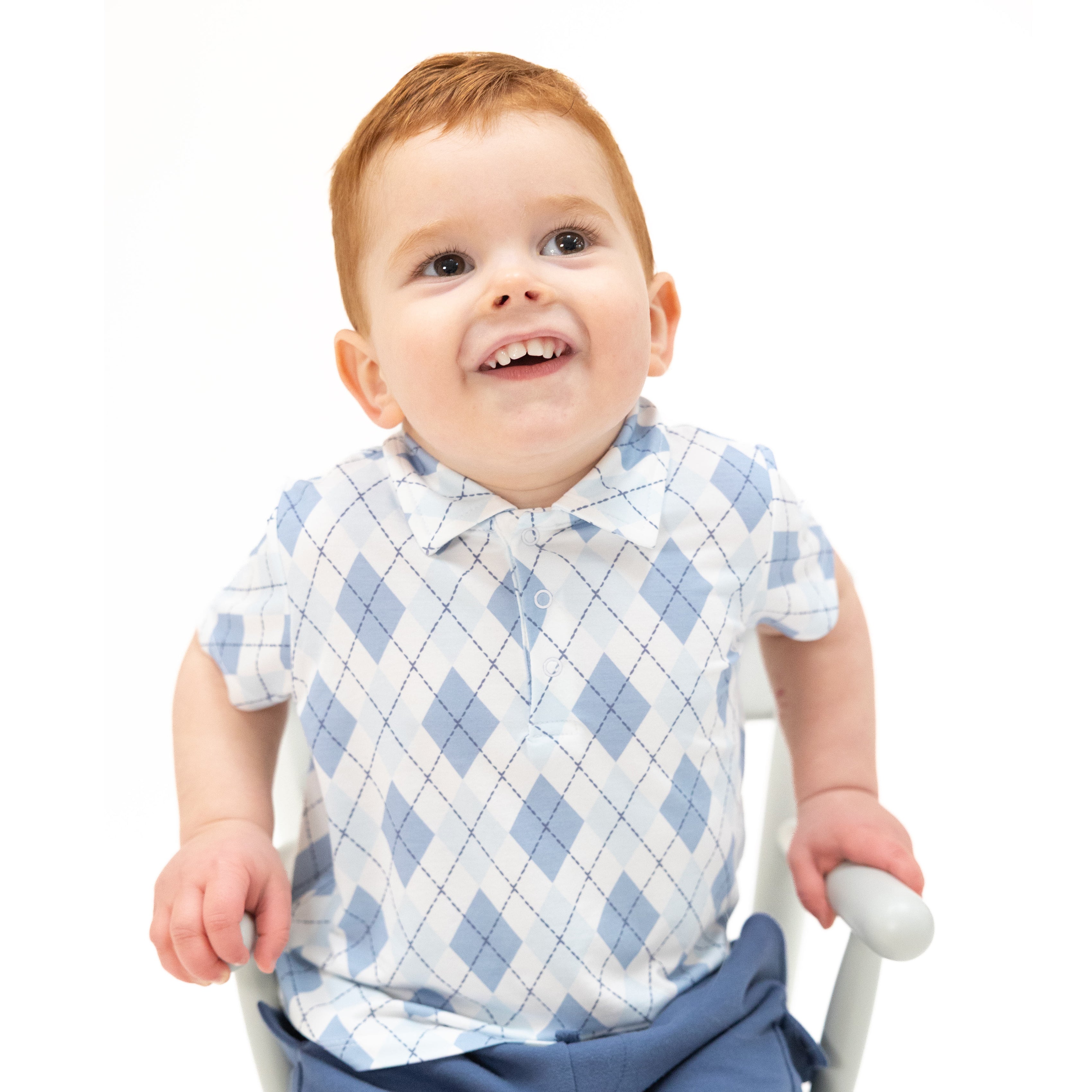 Blue Argyle - Polo with Casual Short-Angel Dear