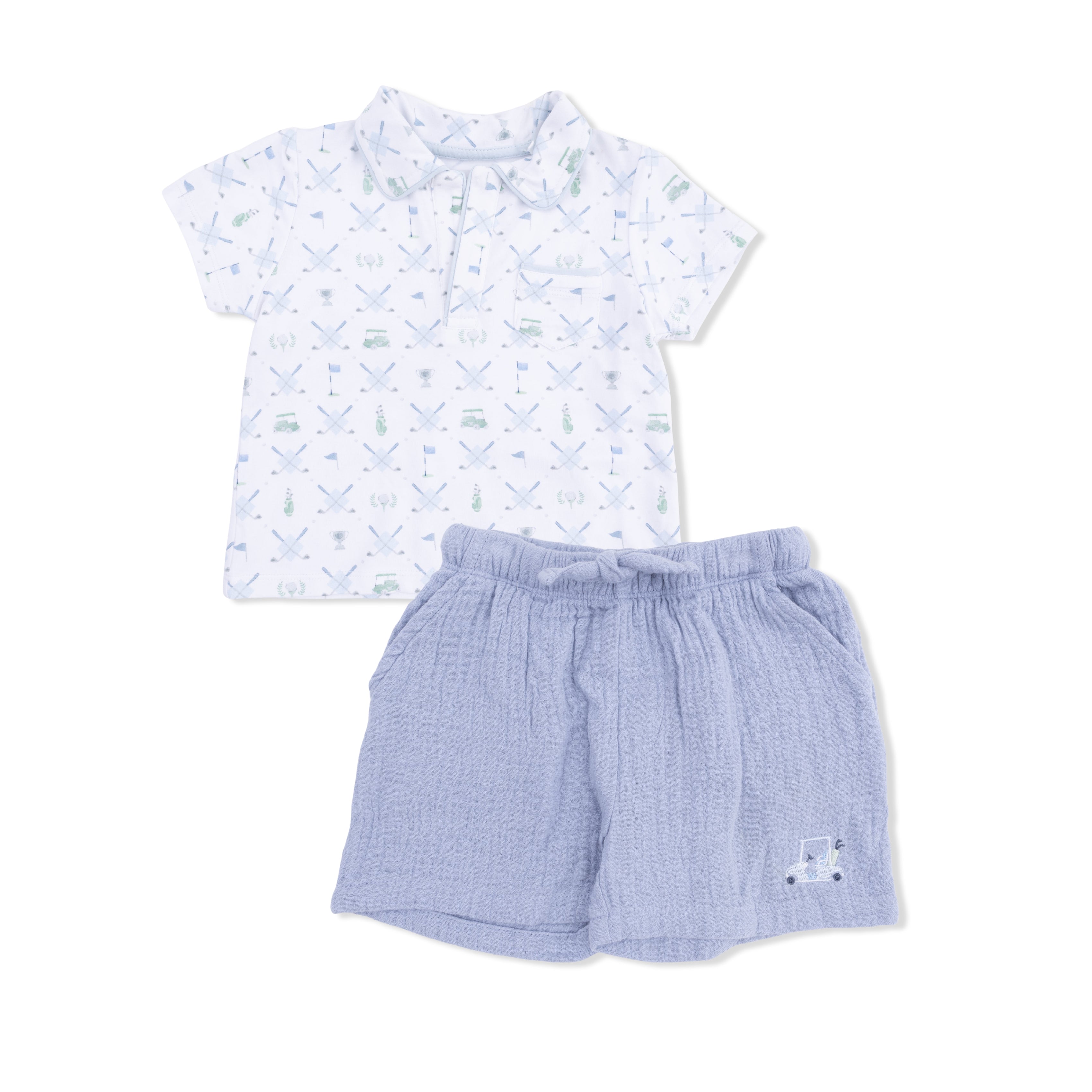 Golf Trellis Blue - Polo with Casual Short-Angel Dear