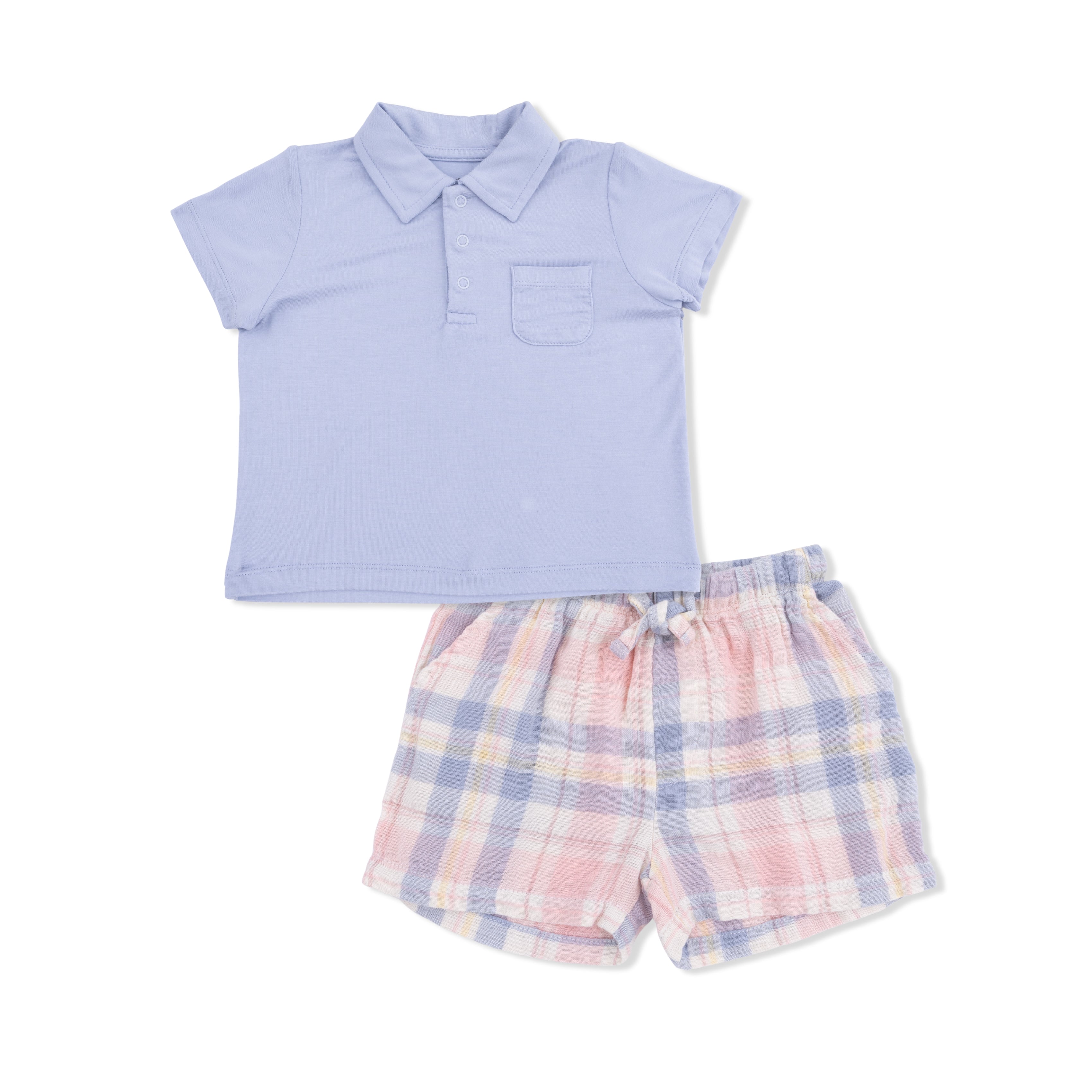 Dusty Plaid - Polo with Casual Short-Angel Dear