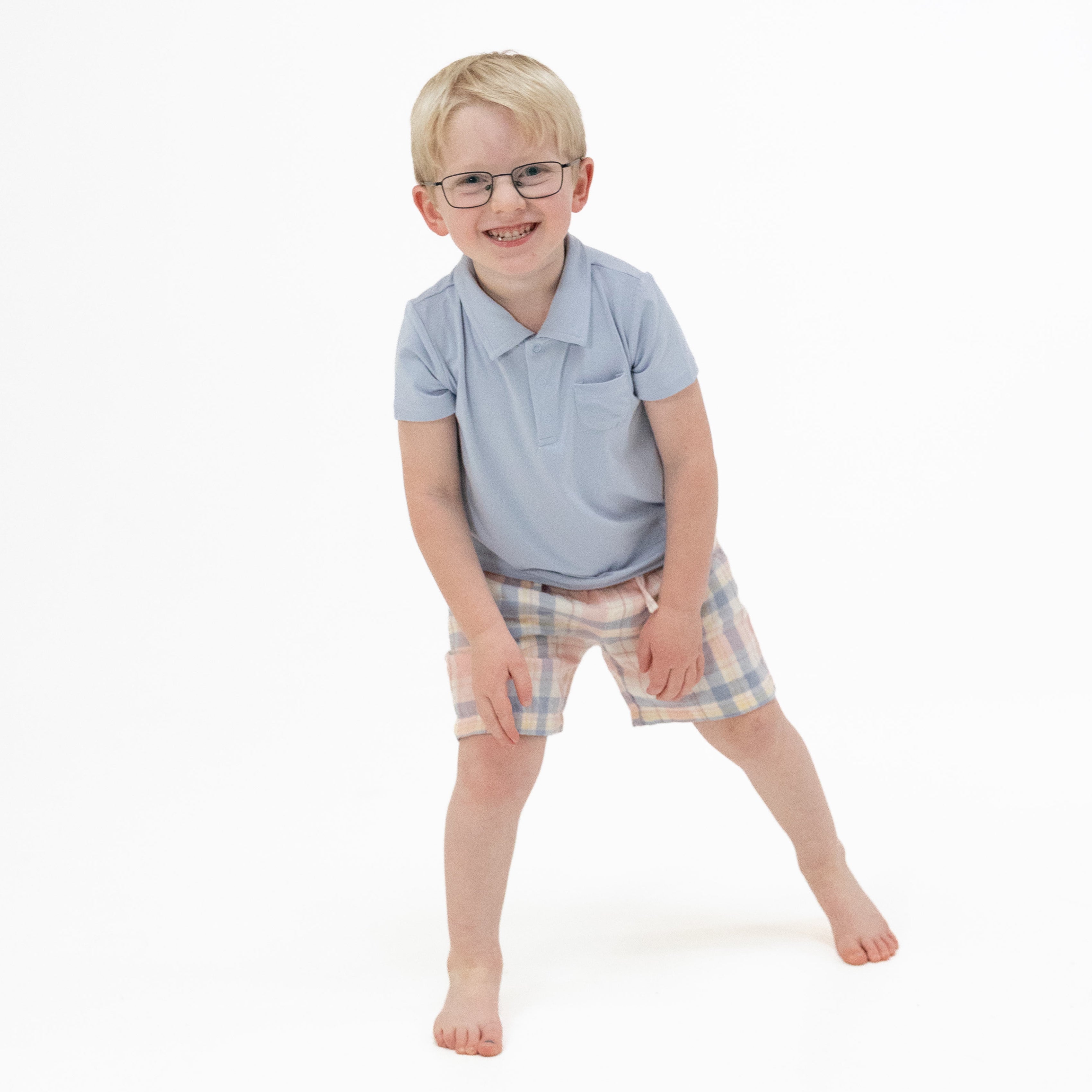 Dusty Plaid - Polo with Casual Short-Angel Dear